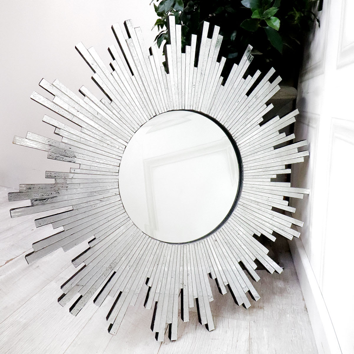 Silver Glass Starburst Mirror