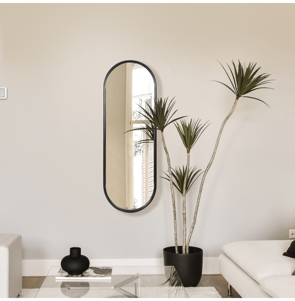 Curved Edge Black Wall Mirror