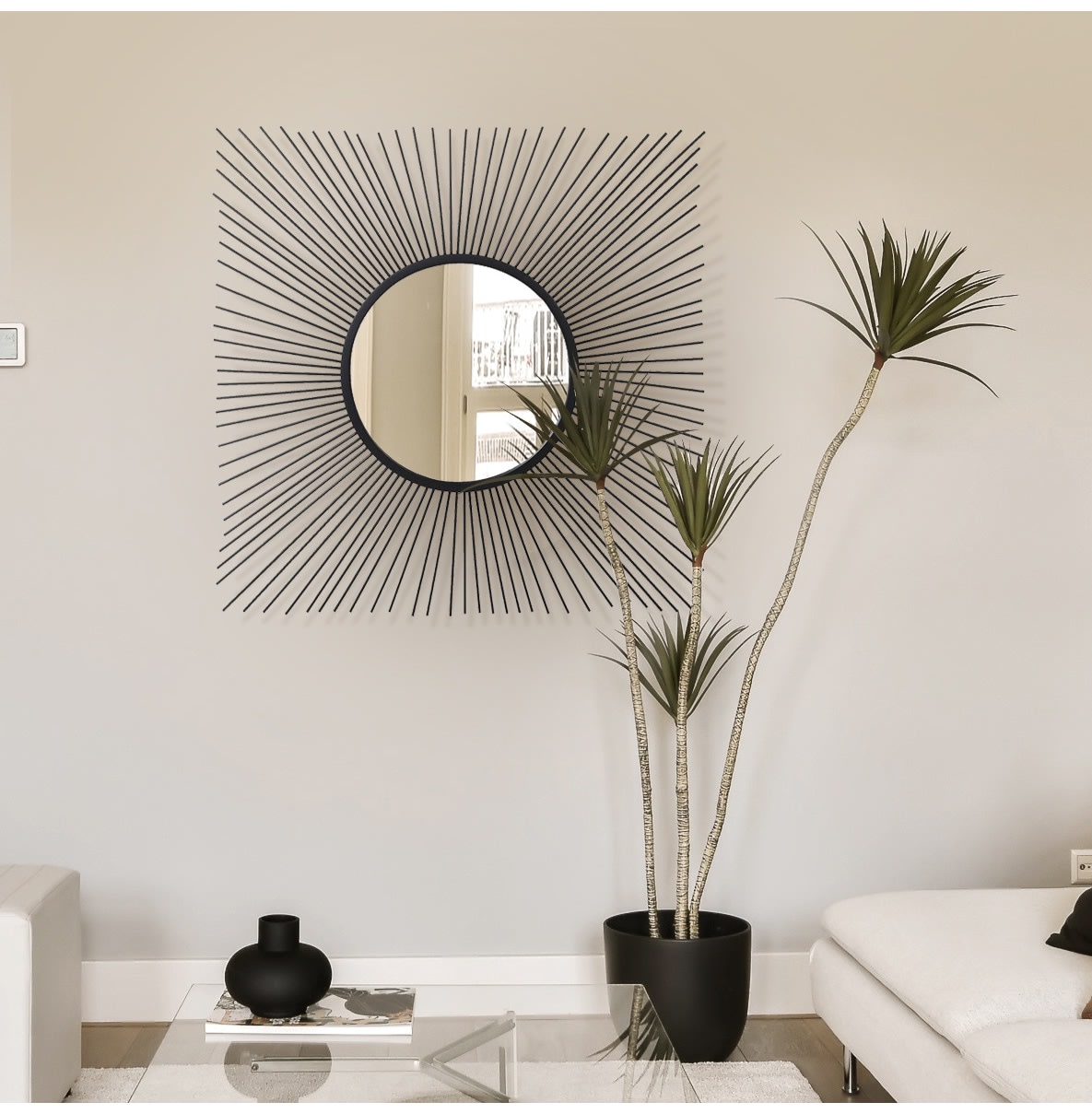 Black Square Spiky Mirror