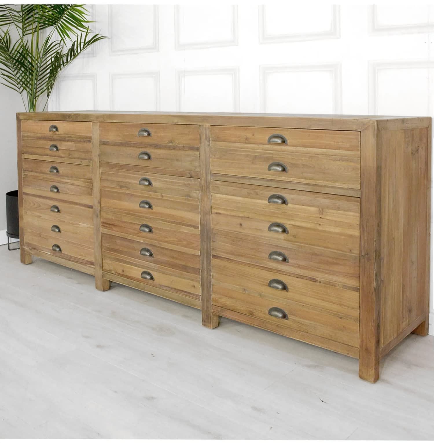 Rustic Pine Fake Drawer 3 Door Sideboard