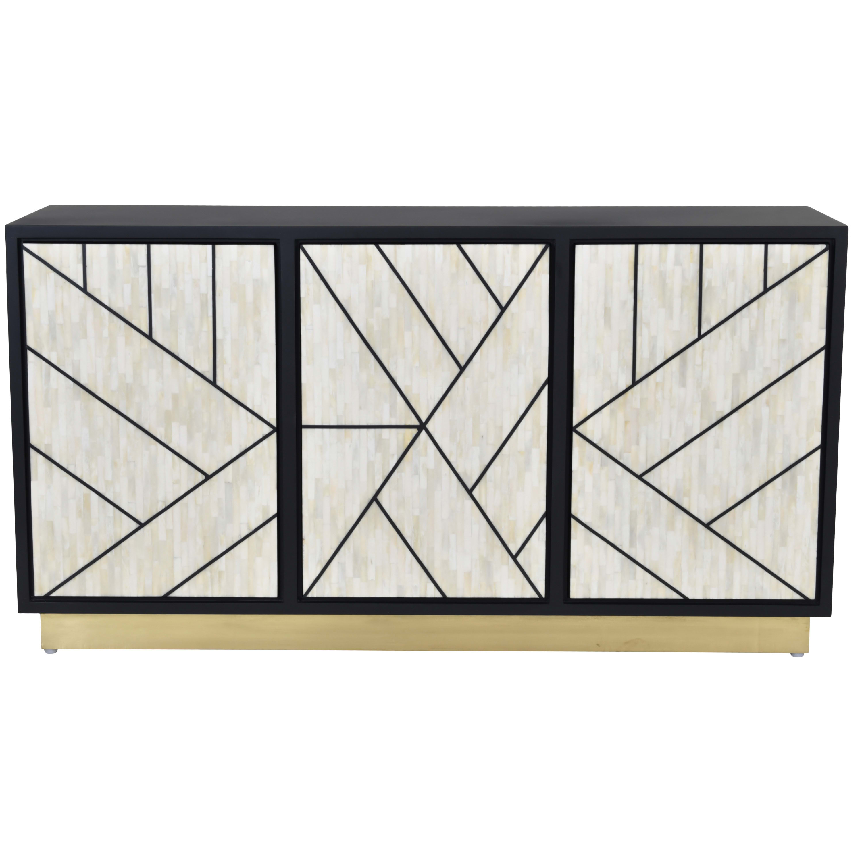 Black and Bone Inlay 3 Door Sideboard