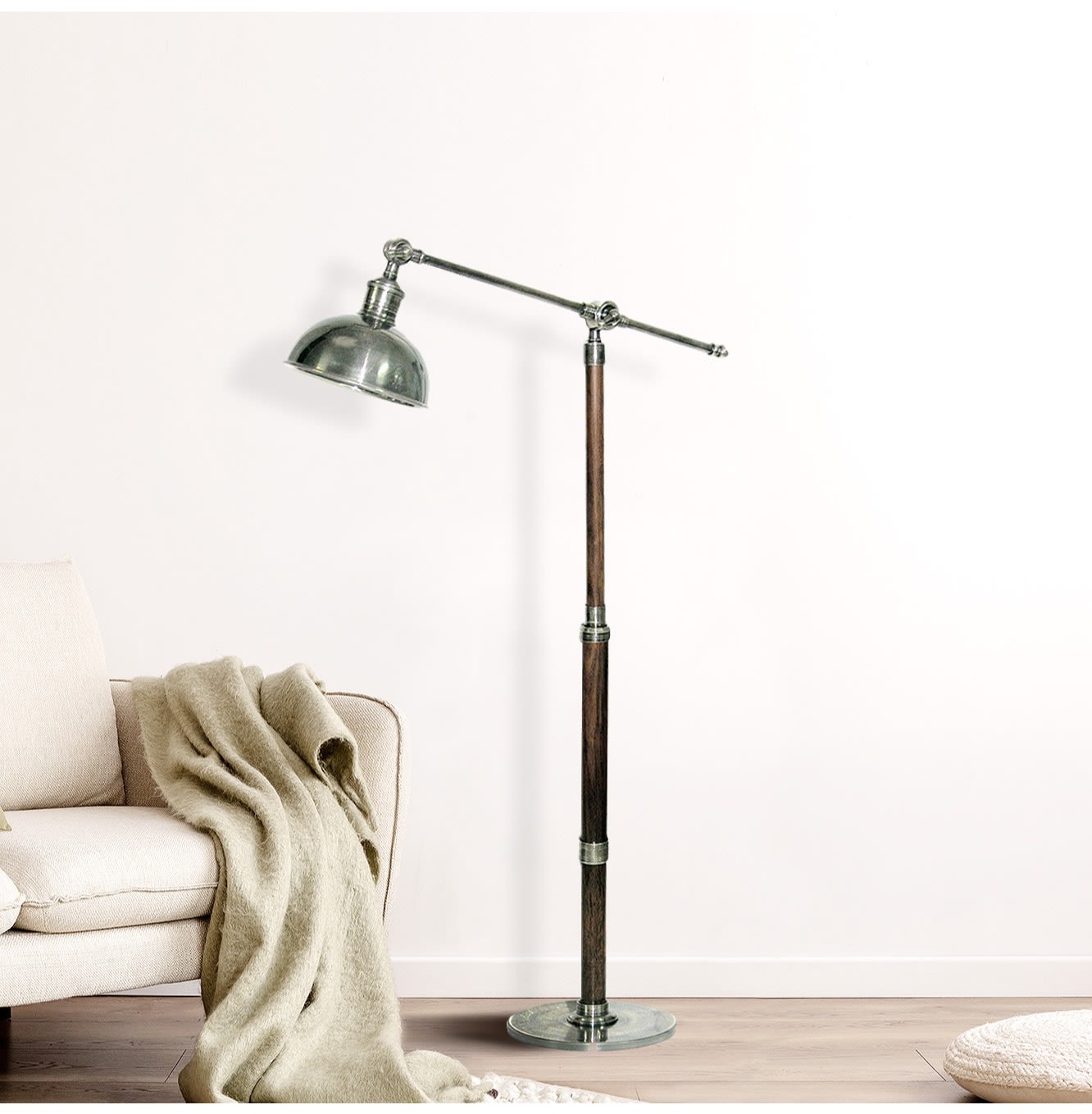 Wood and Metal Floor Lamp