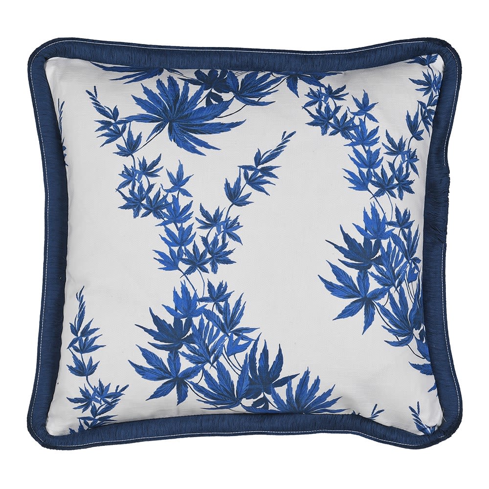 Blue Leaves Statement Cushion