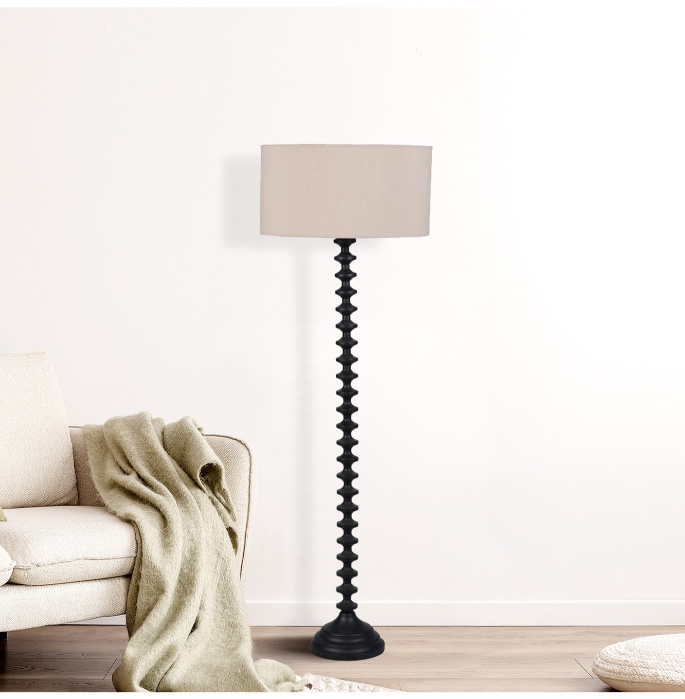 Black Ridged Floor Lamp