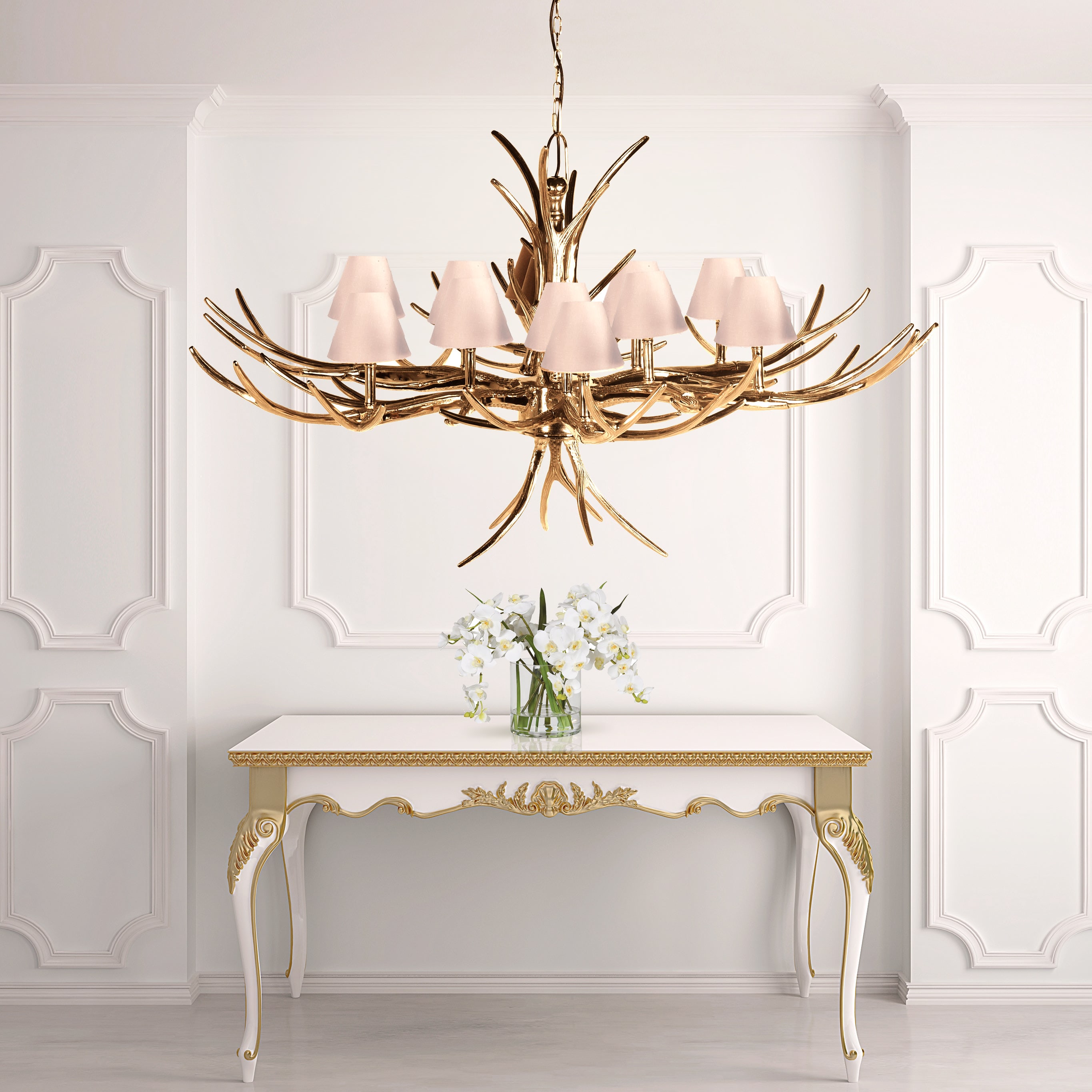 Extra Large Gold Antler Style Chandelier
