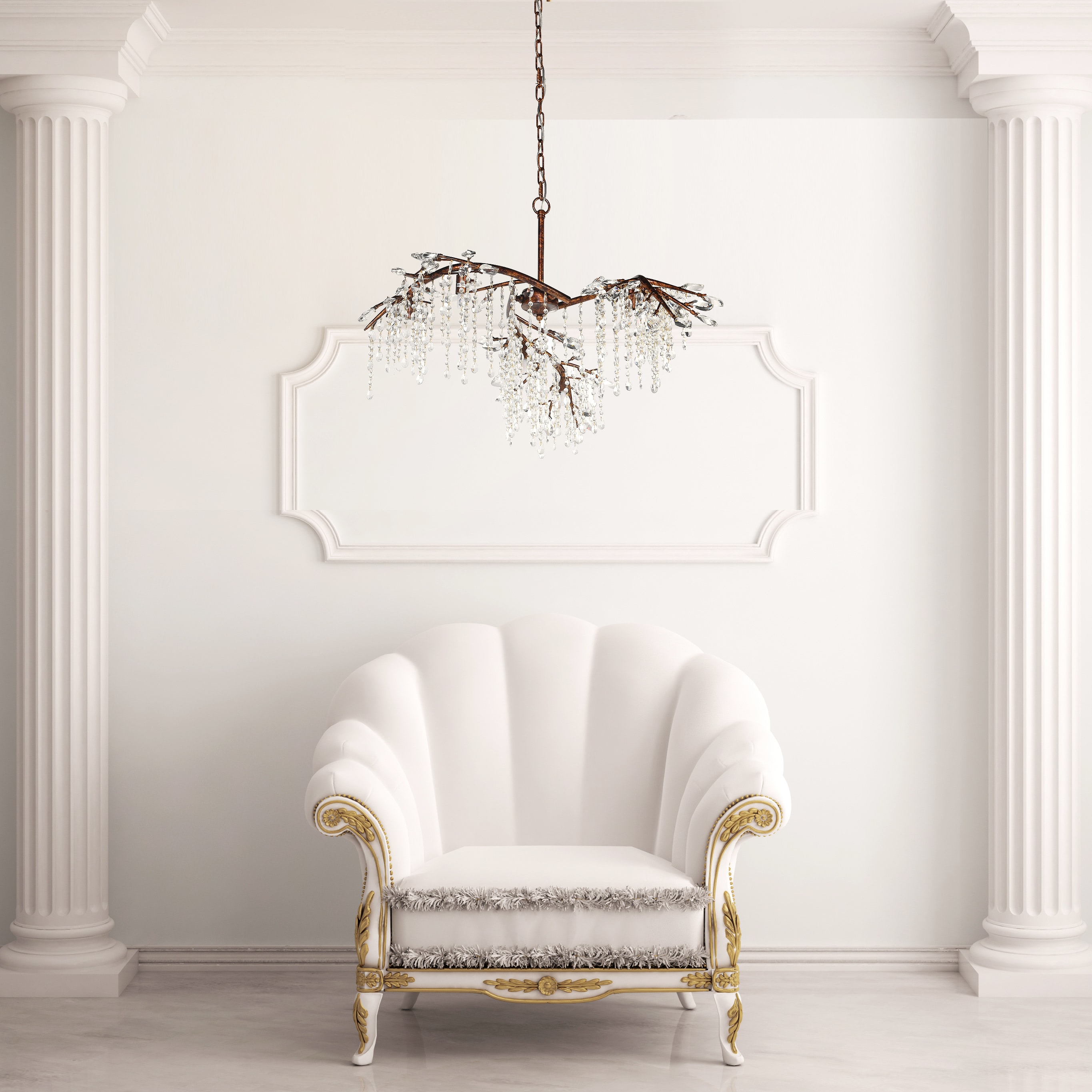 Crystal Branch with Droppers Chandelier