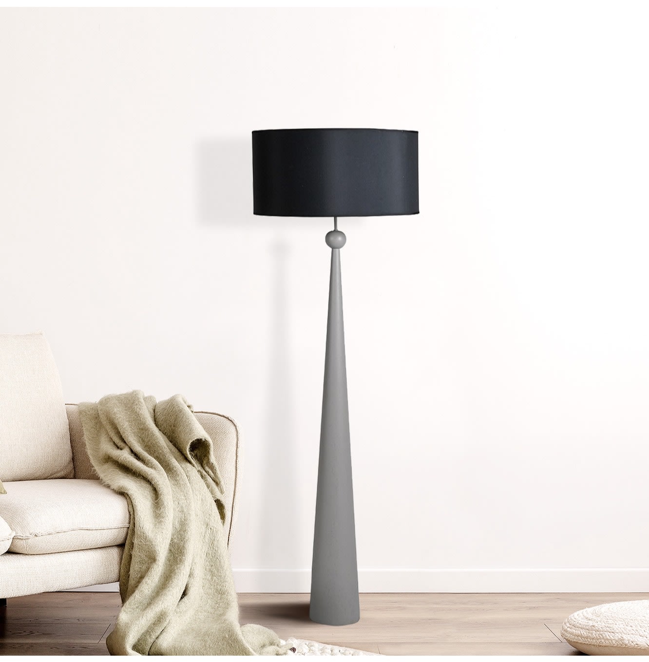 Grey Tapered Floor Lamp