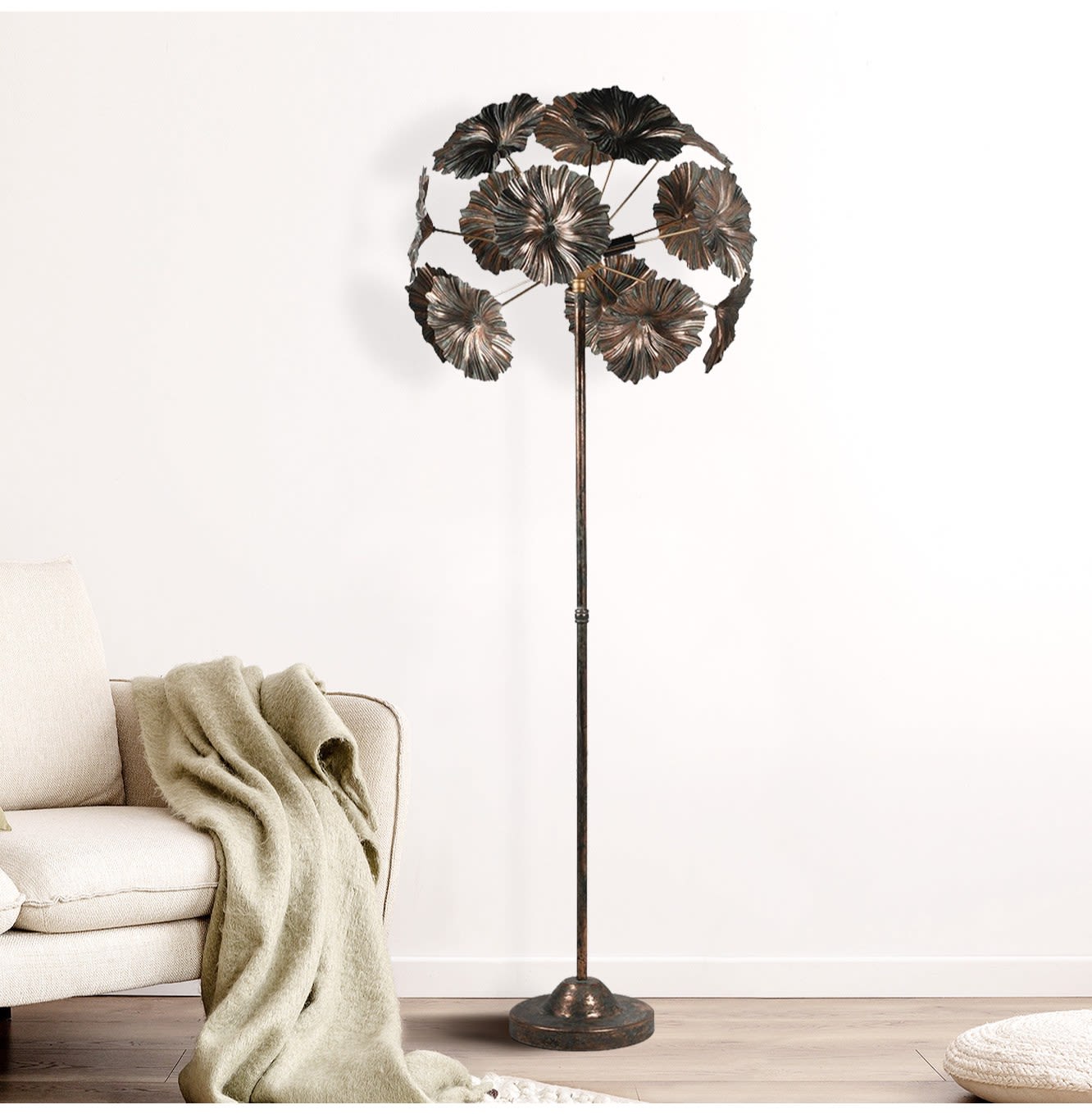 Metal Ginko Leaf Floor Lamp