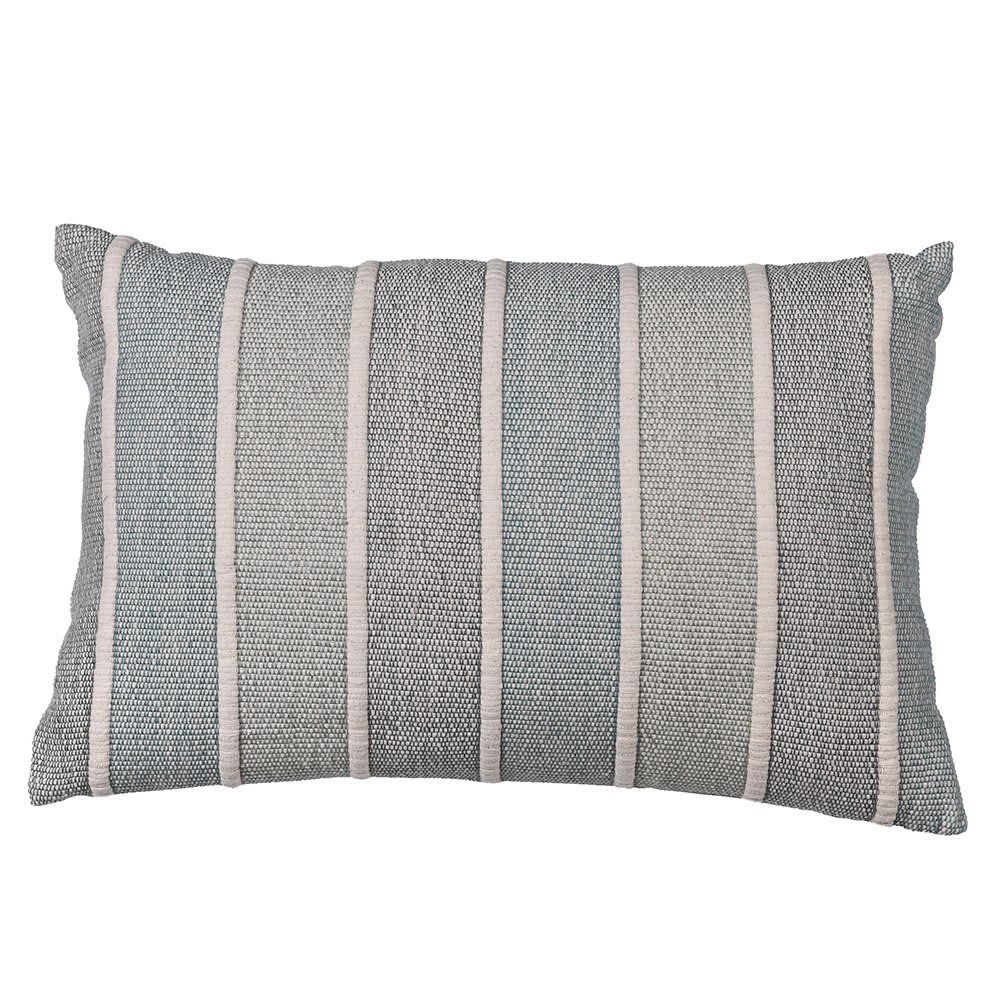 Tonal Blue and Green Striped Cushion