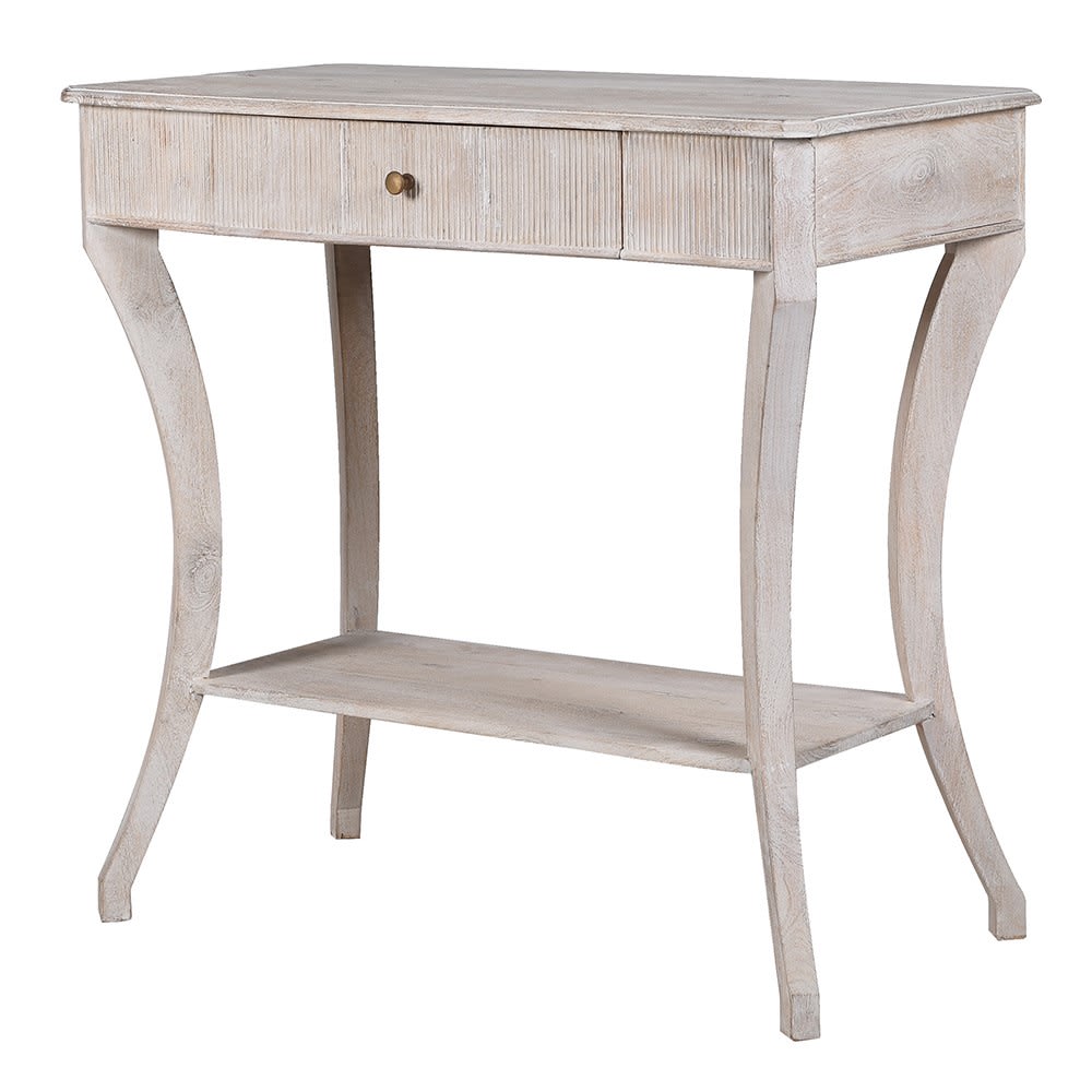 Novara Ribbed Front Whitewash Bedside Table