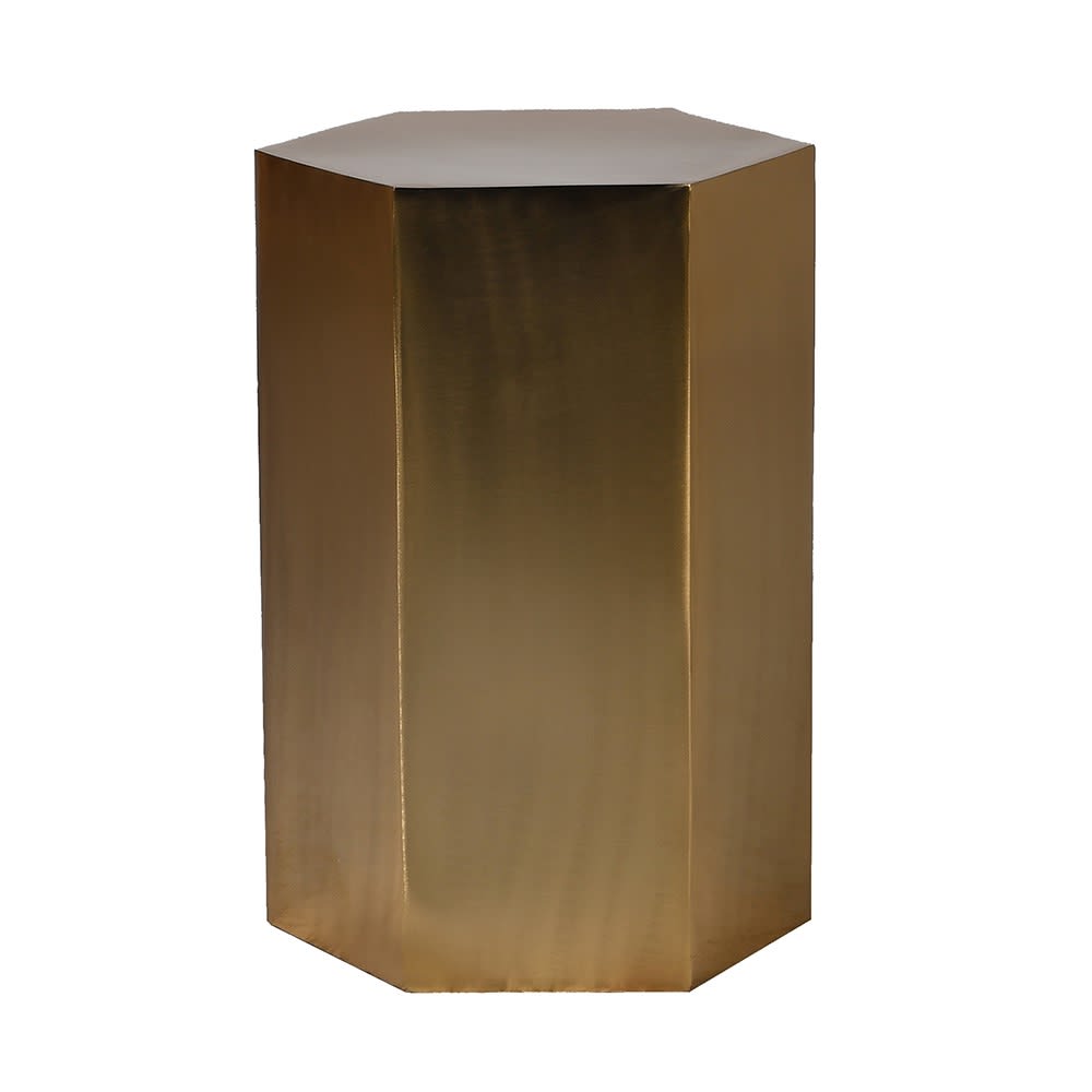 Large Brushed Gold Hexagonal Iron End Table