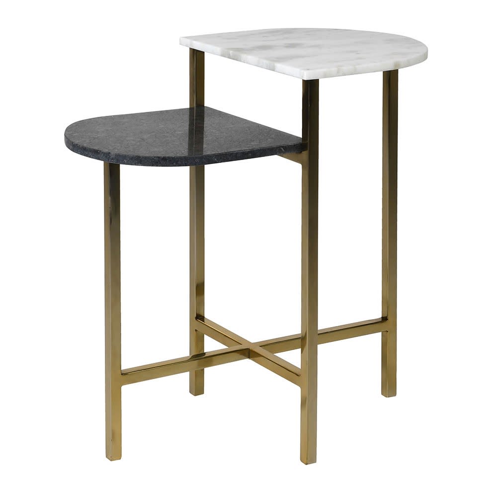Monochrome Marble Stepped Side Table