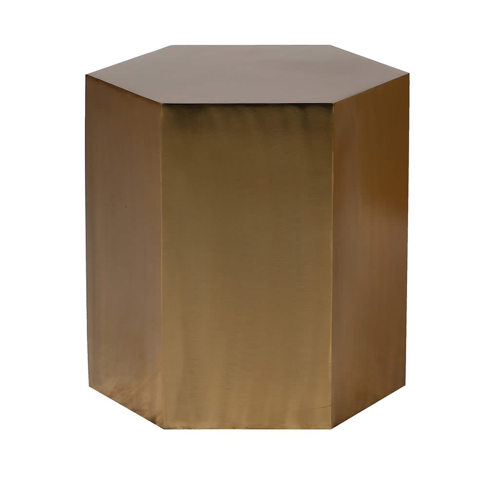 Small Brushed Gold Hexagonal Iron End Table
