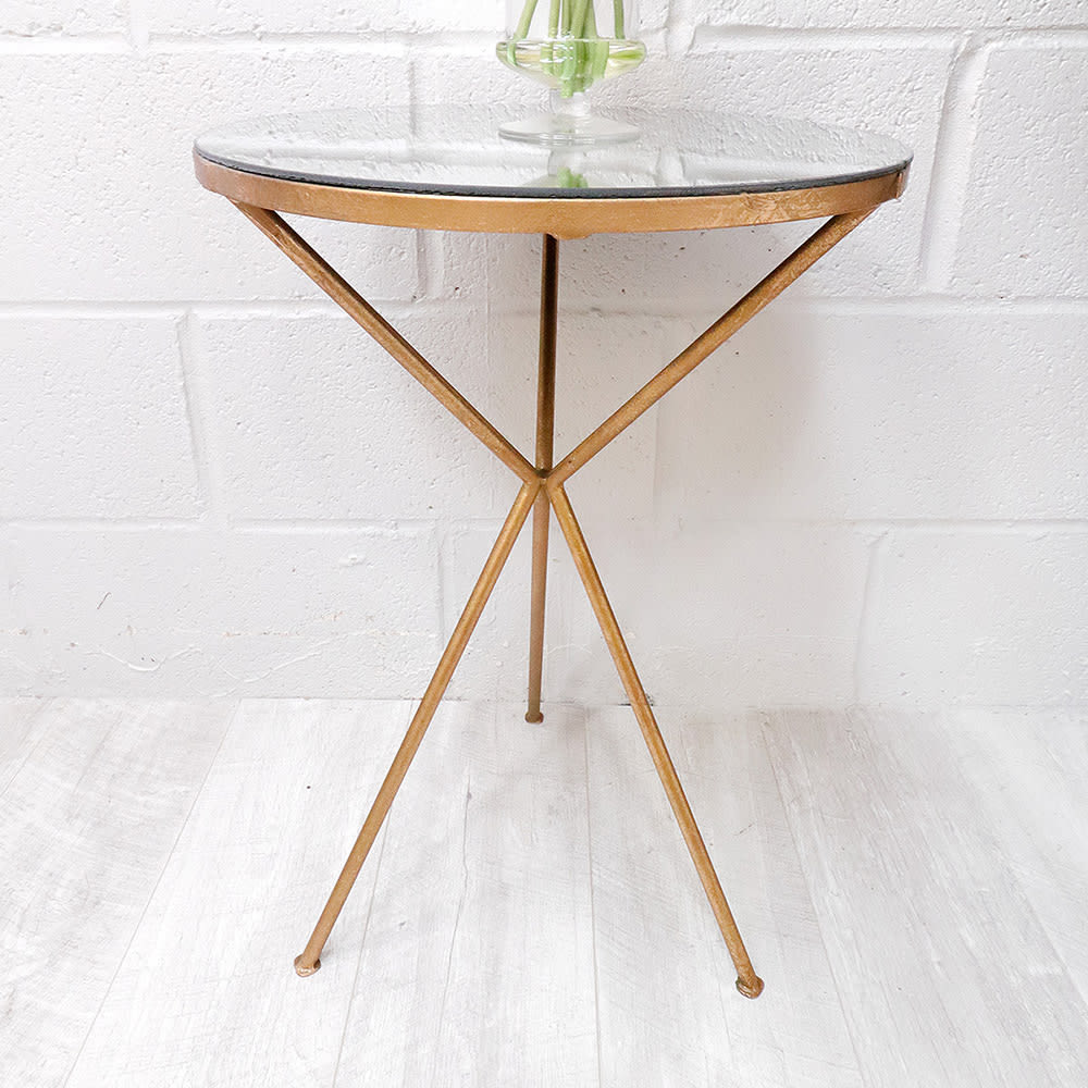 Round Gold Tripod Lamp Table