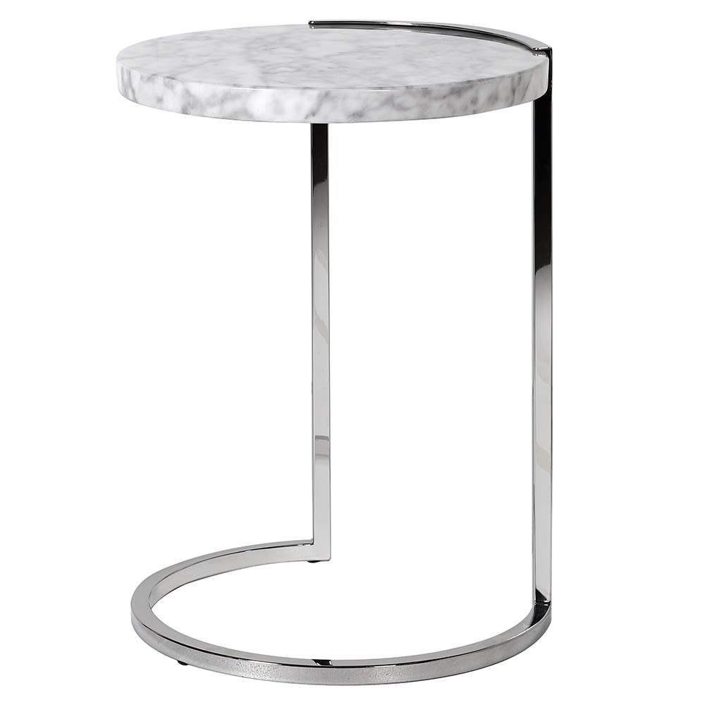 Marble Top Silver End Table