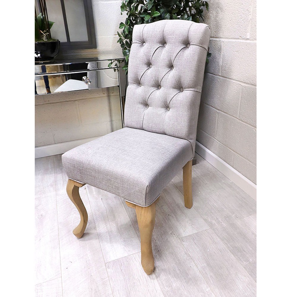 Buttoned Grey Dining Chair