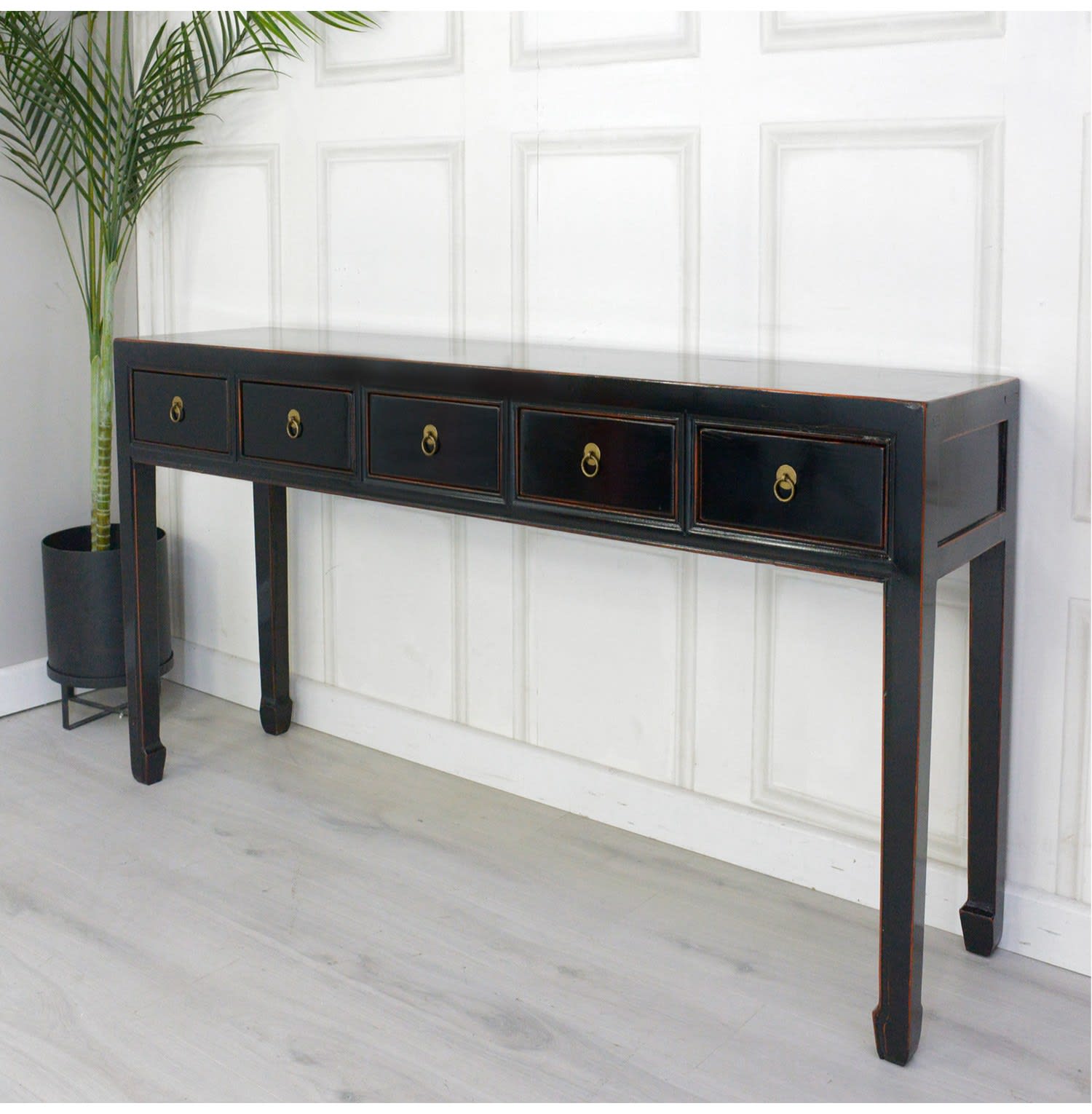 Oriental Style Black Painted Hall Table