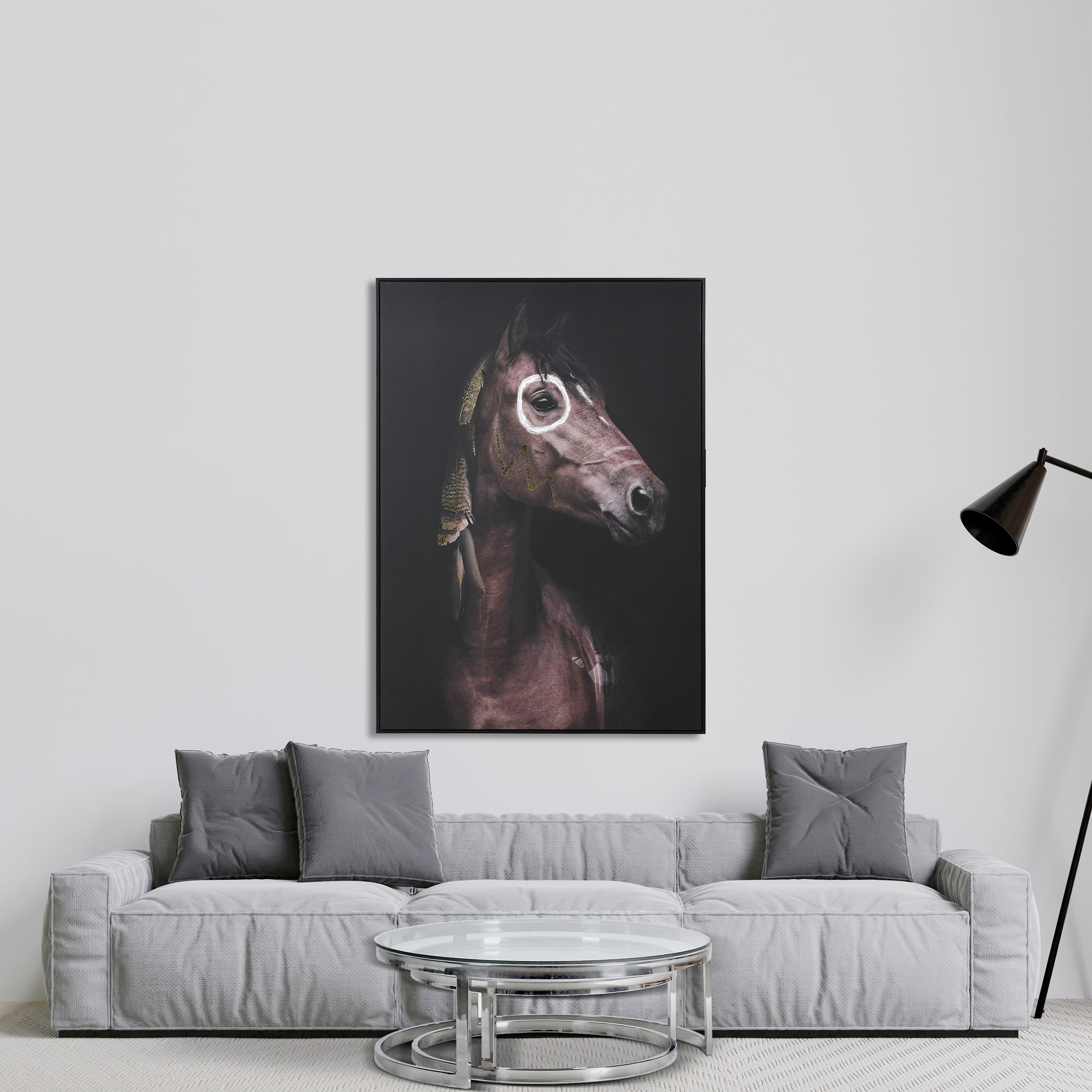 Tribal Pattern Horse Foiled Wall Canvas