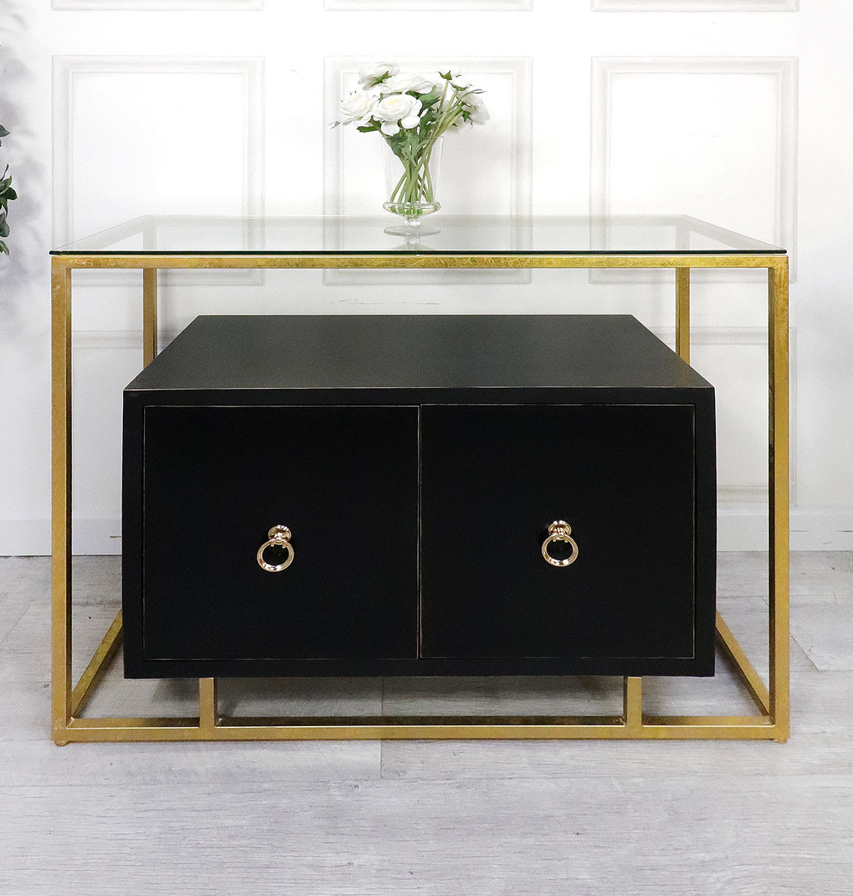 Gold and Black Suspended Cabinet