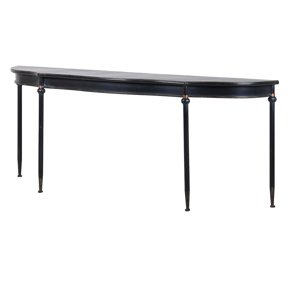 Large Black Curved Hall Console Table