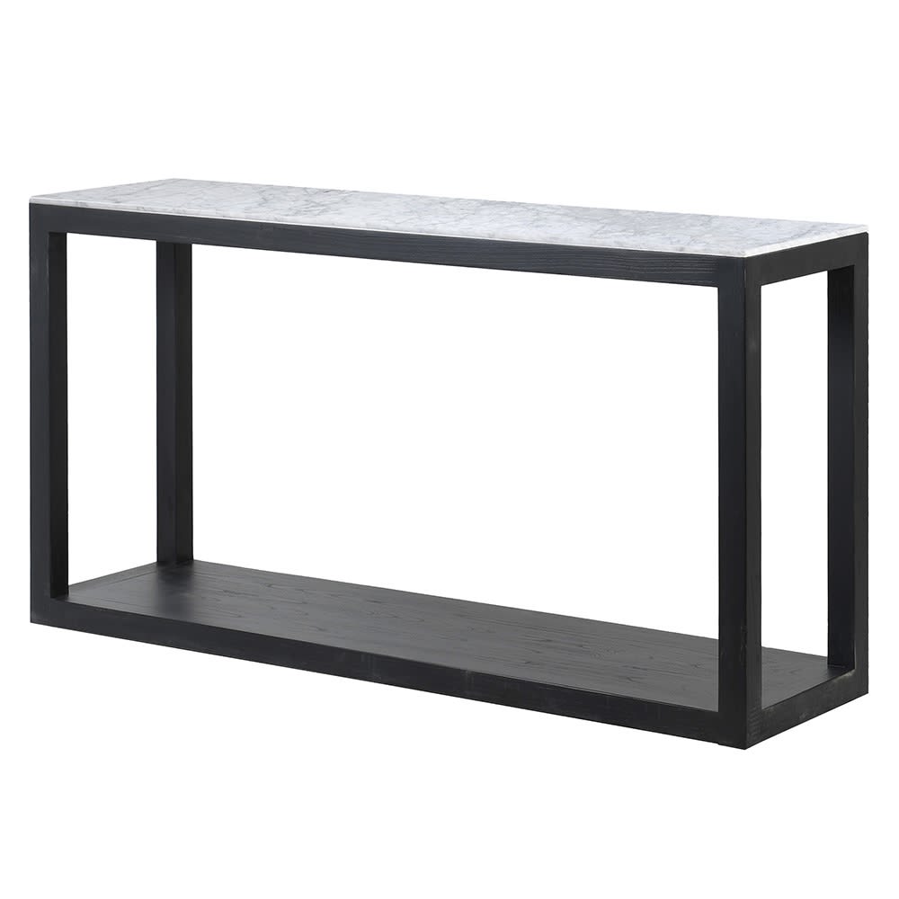 Black Wooden Hall Console Table with Marble Top