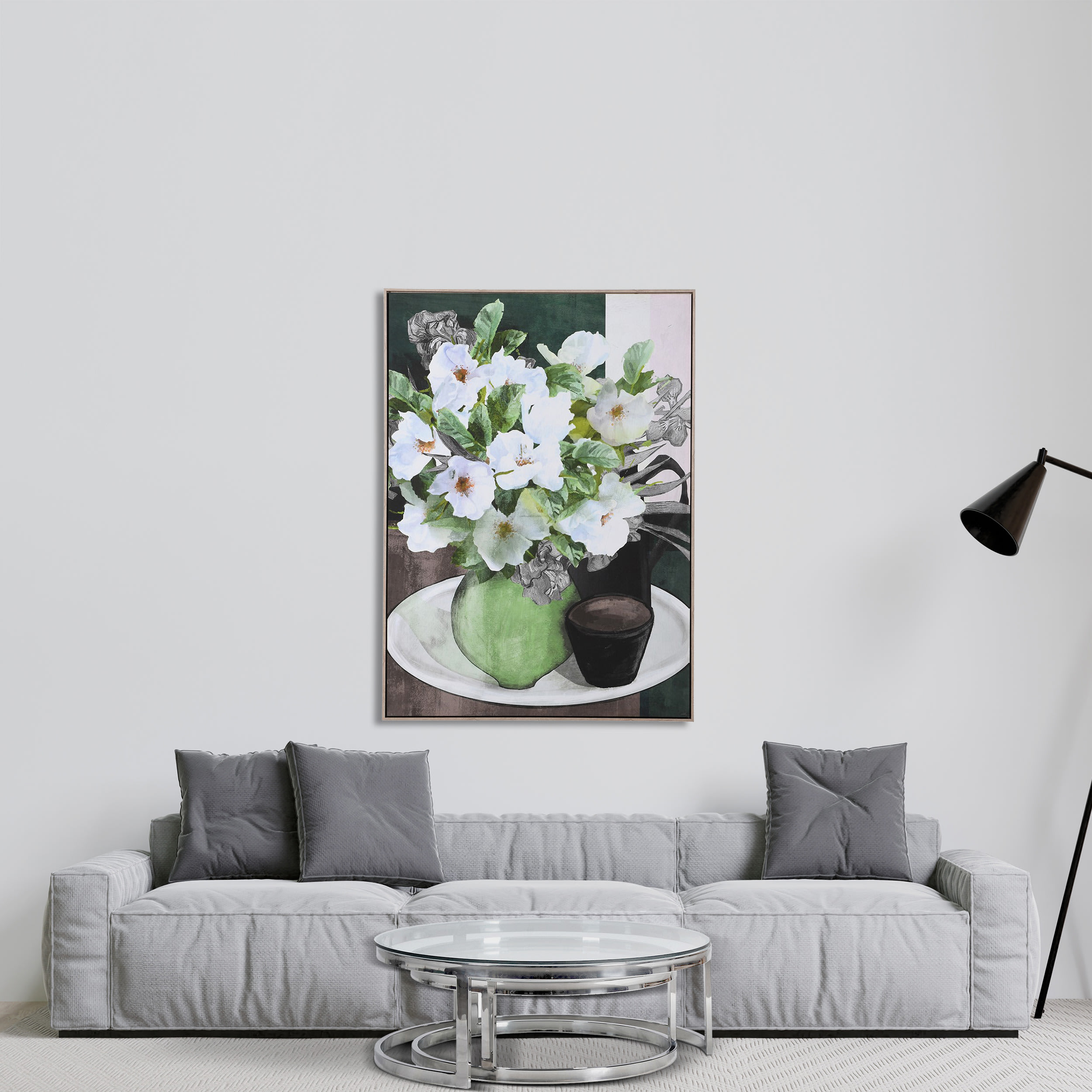 White Flowers Wall Canvas