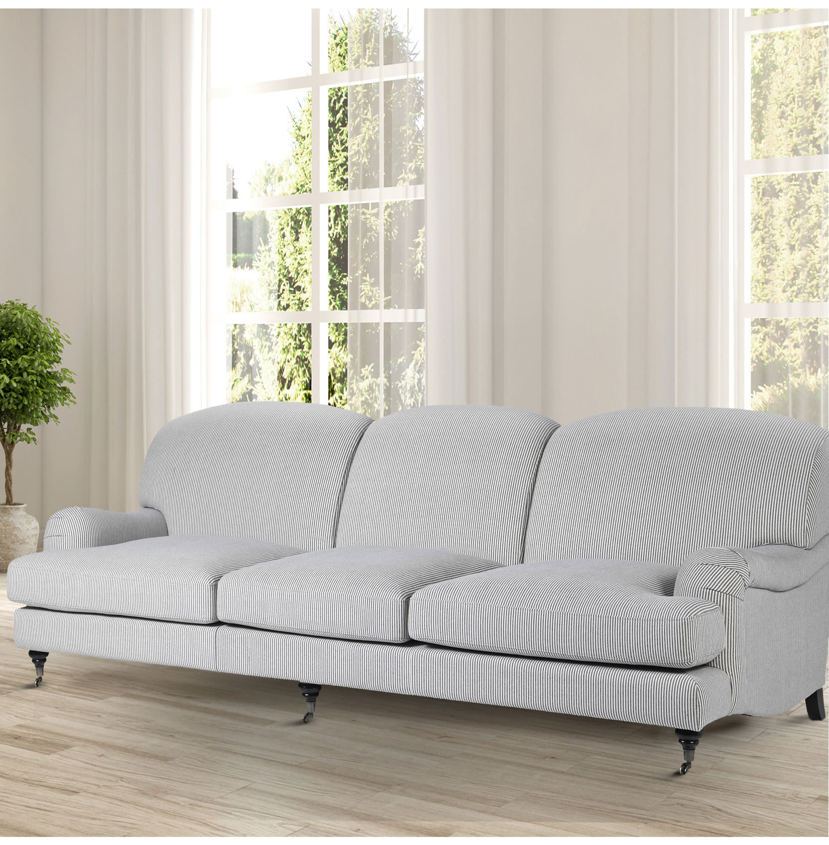 Staten Blue Striped 3 Seater Sofa