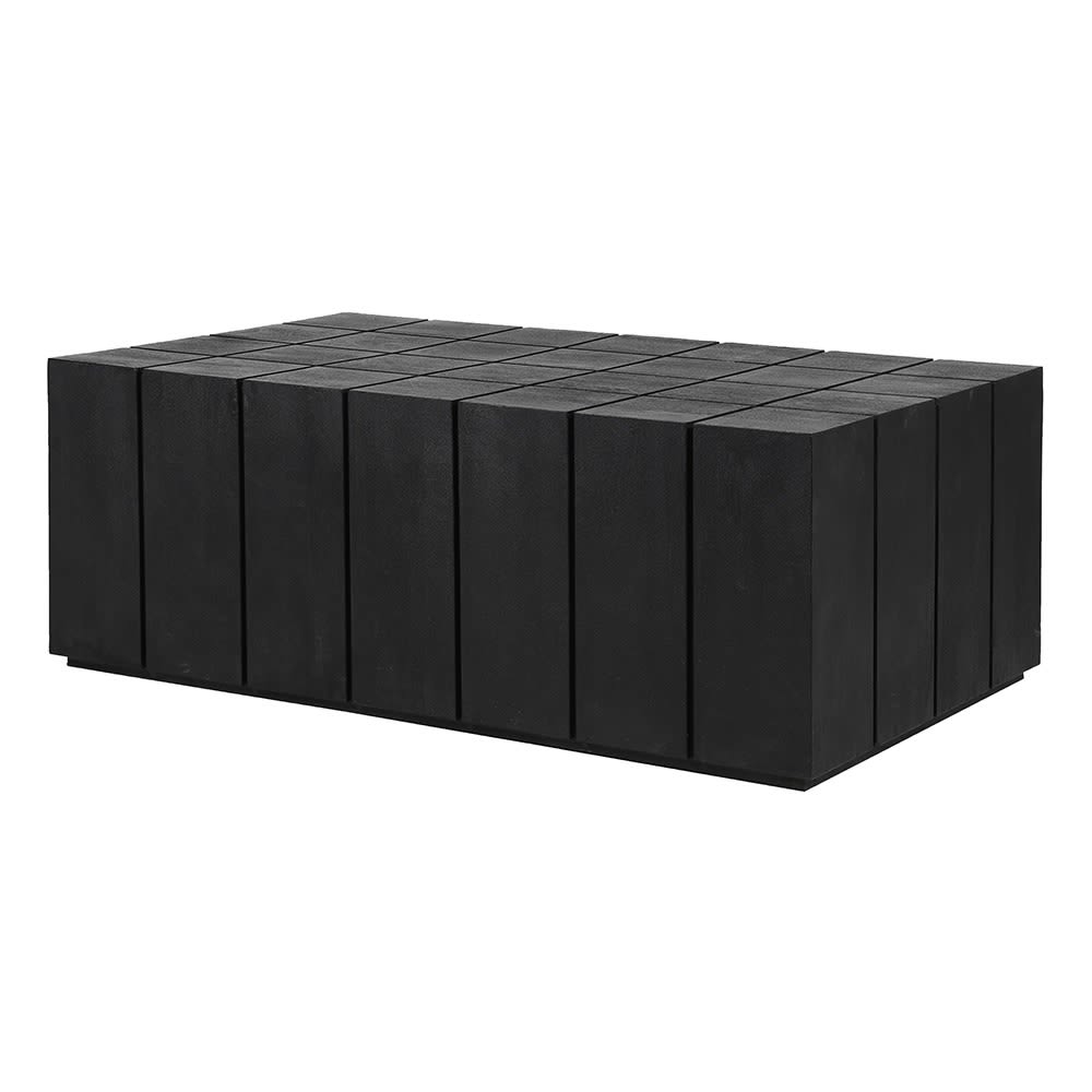 Black Wooden Block Rectangular Coffee Table