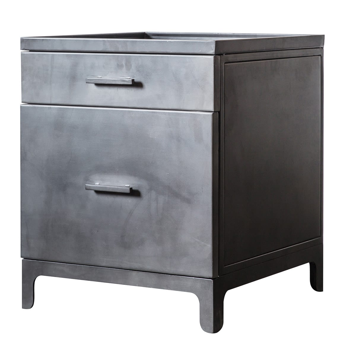 Ottinge Grey Iron 2 Drawer Bedside Table by Gallery