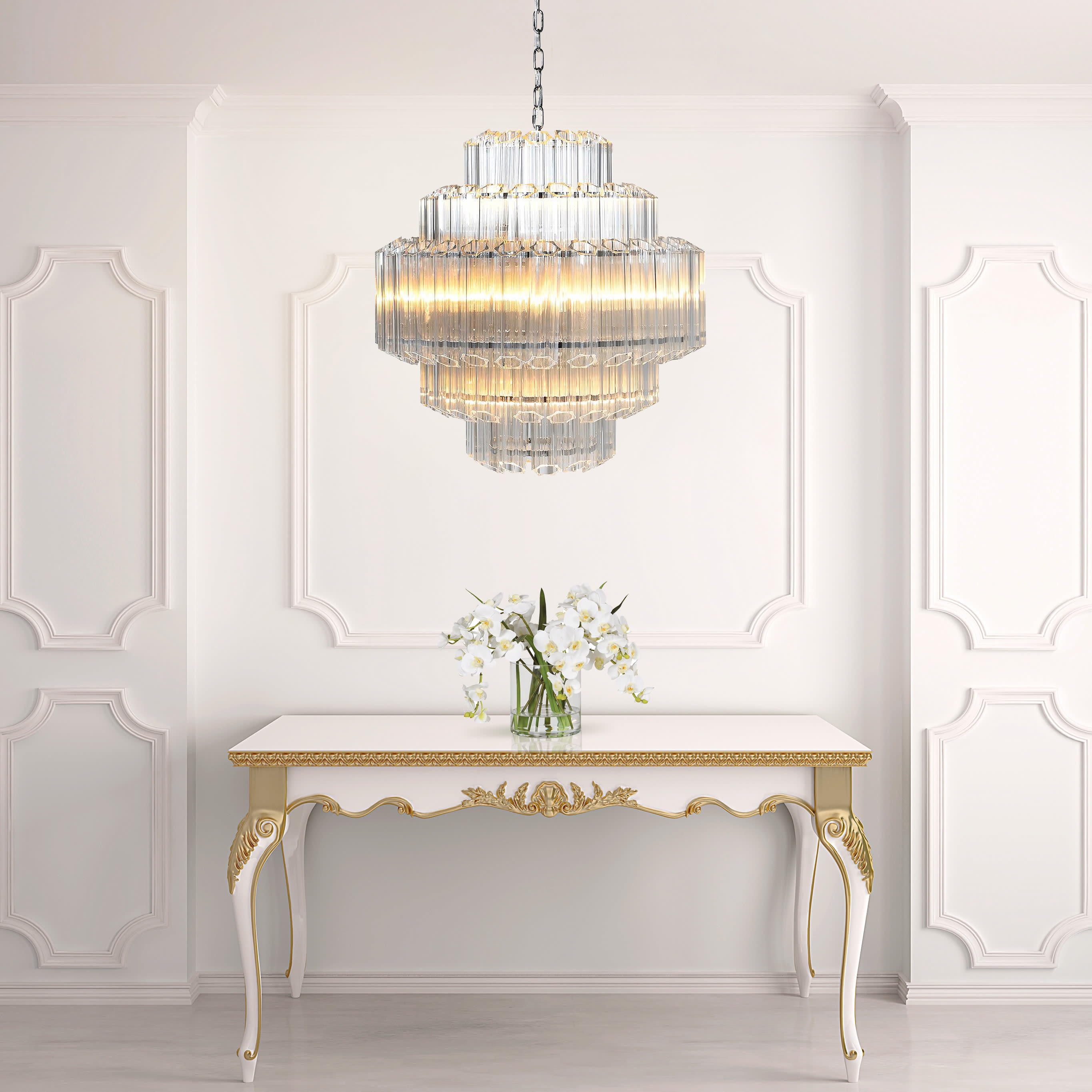 Large Violette Wide Modern Chandelier