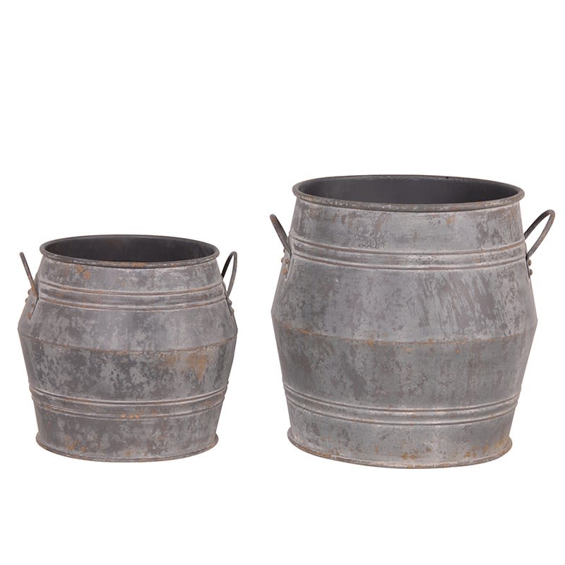 Set of 2 Large Metal Buckets