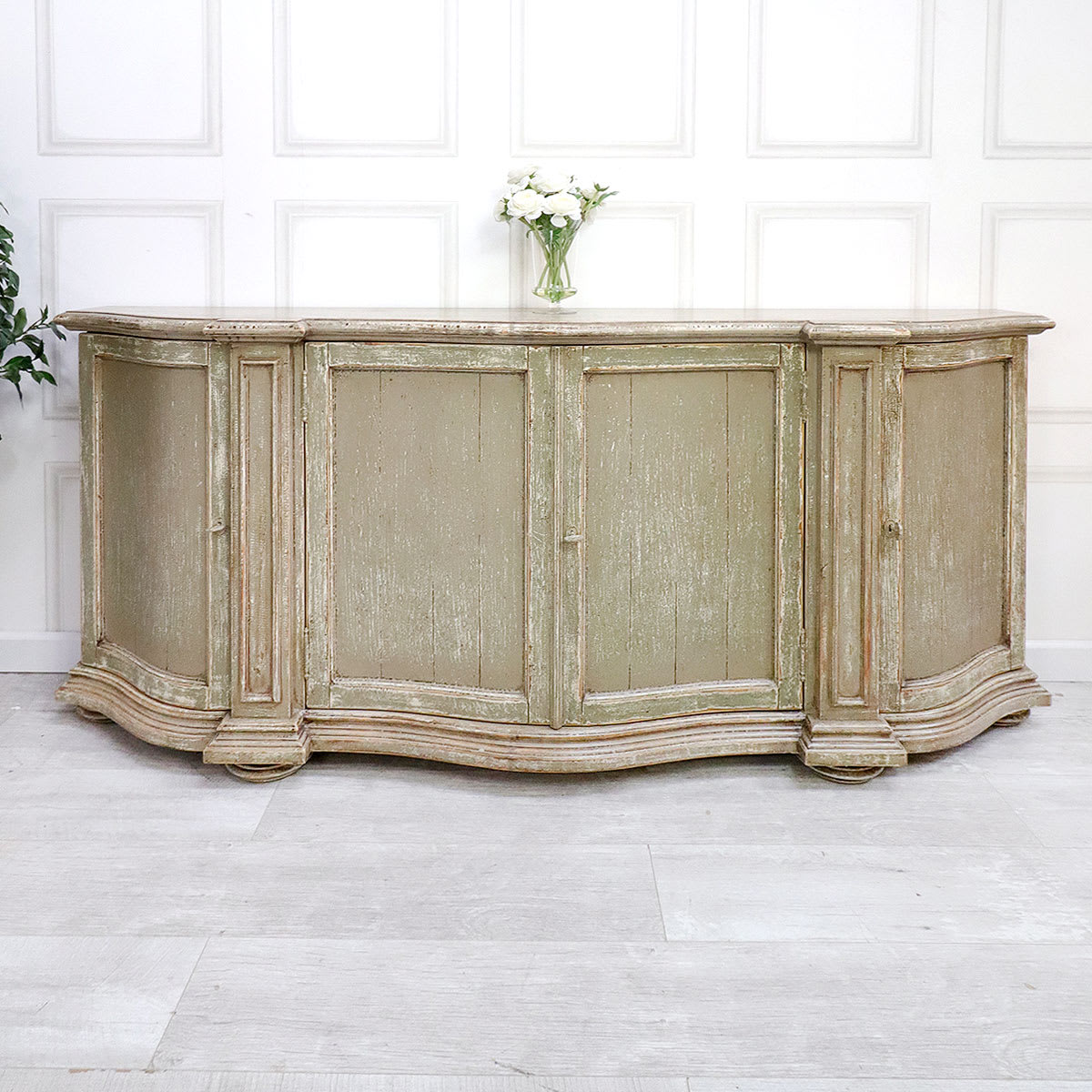 Distressed Shaped Large Sideboard