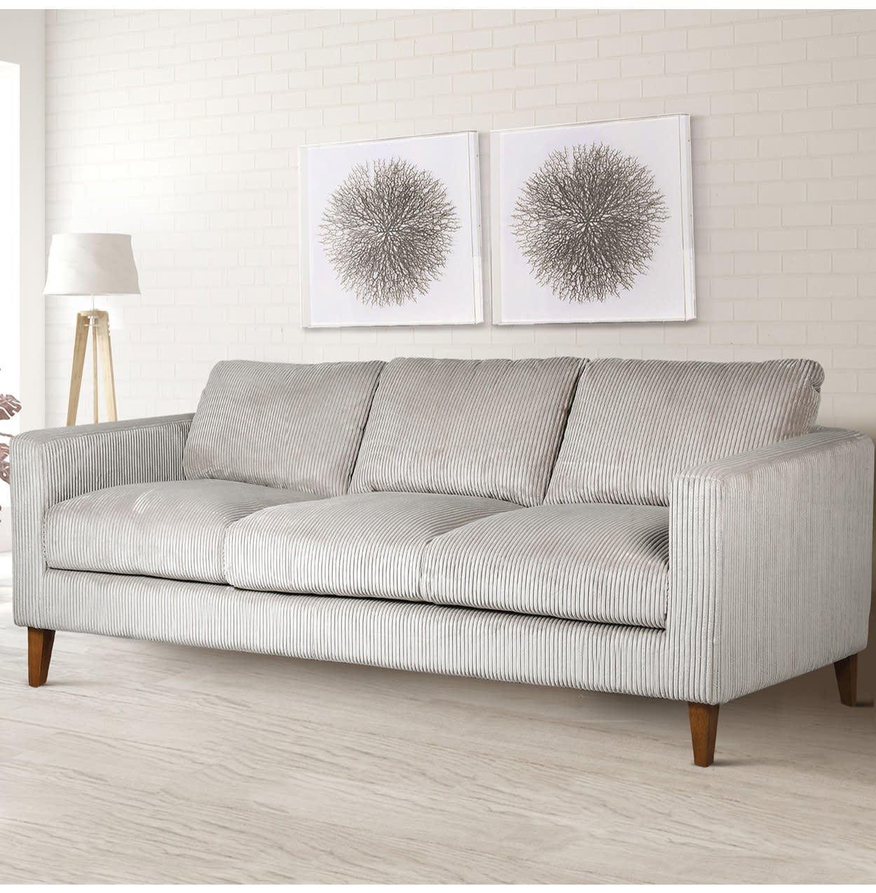 Grey Corduroy Large Sofa