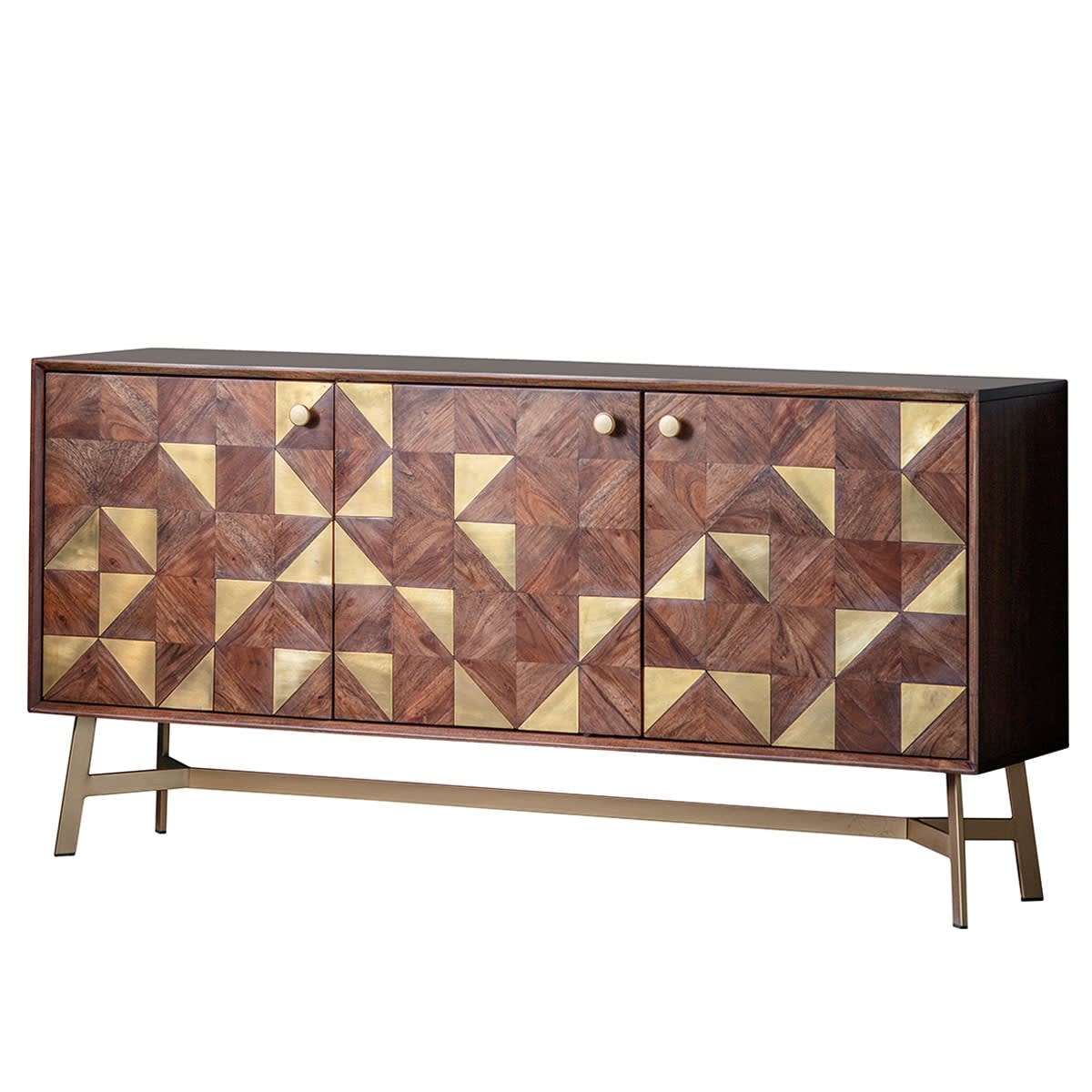 Tate Brown and Gold 3 Door Sideboard by Gallery Direct