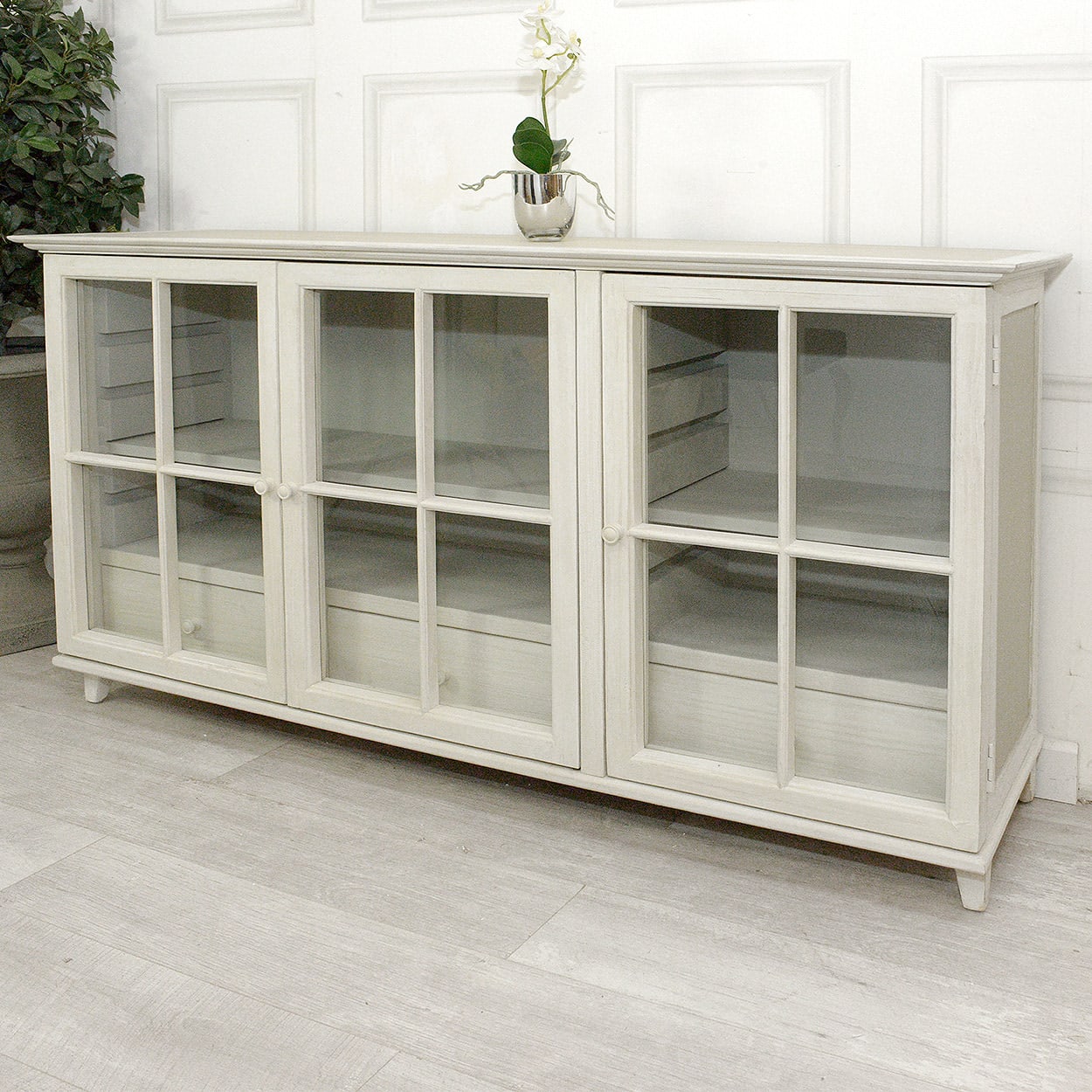 Glass Fronted 3 Door Sideboard