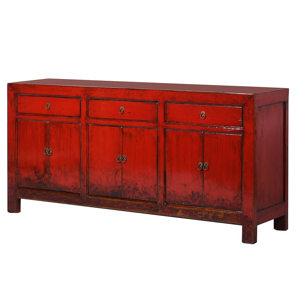 Oriental Style Red 3 Drawer 6 Door Sideboard
