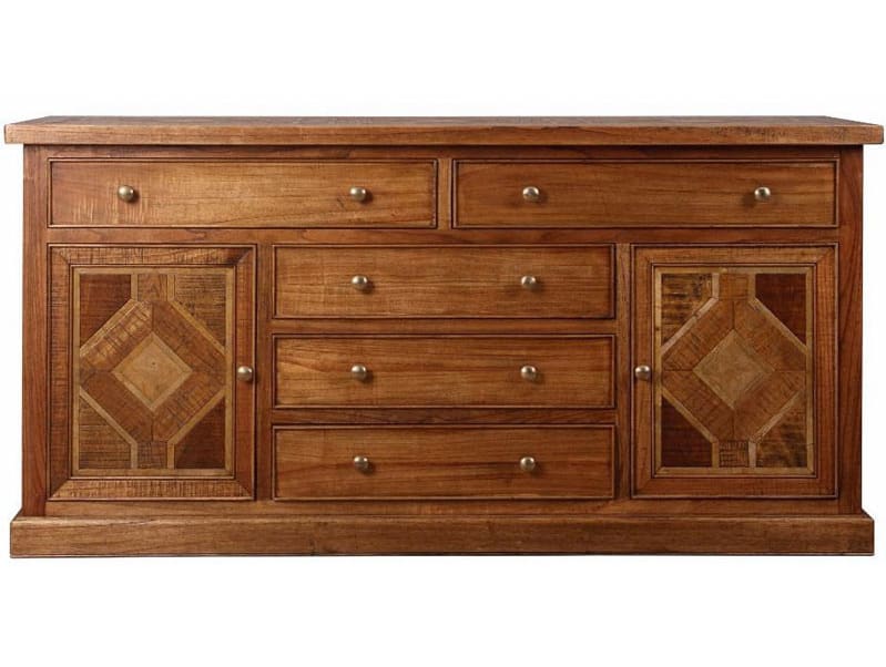 Patterned Inlay Top Large Sideboard