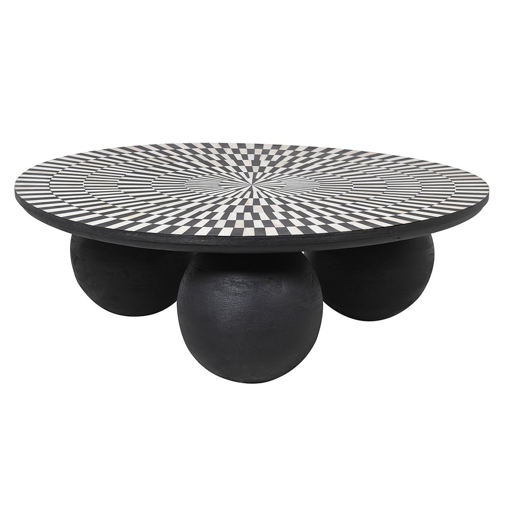 Black Sunrise Bone Inlay Coffee Table