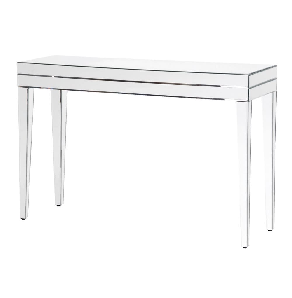 Mirrored Glass Tapered Leg Console Assembled
