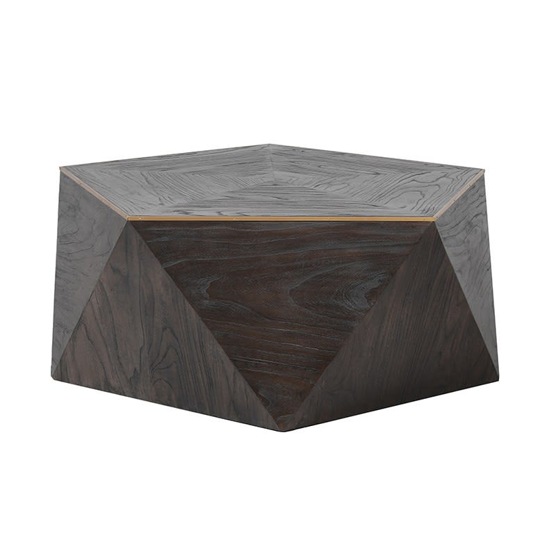 Gold Edge Hexagon Dark Wood Coffee Table