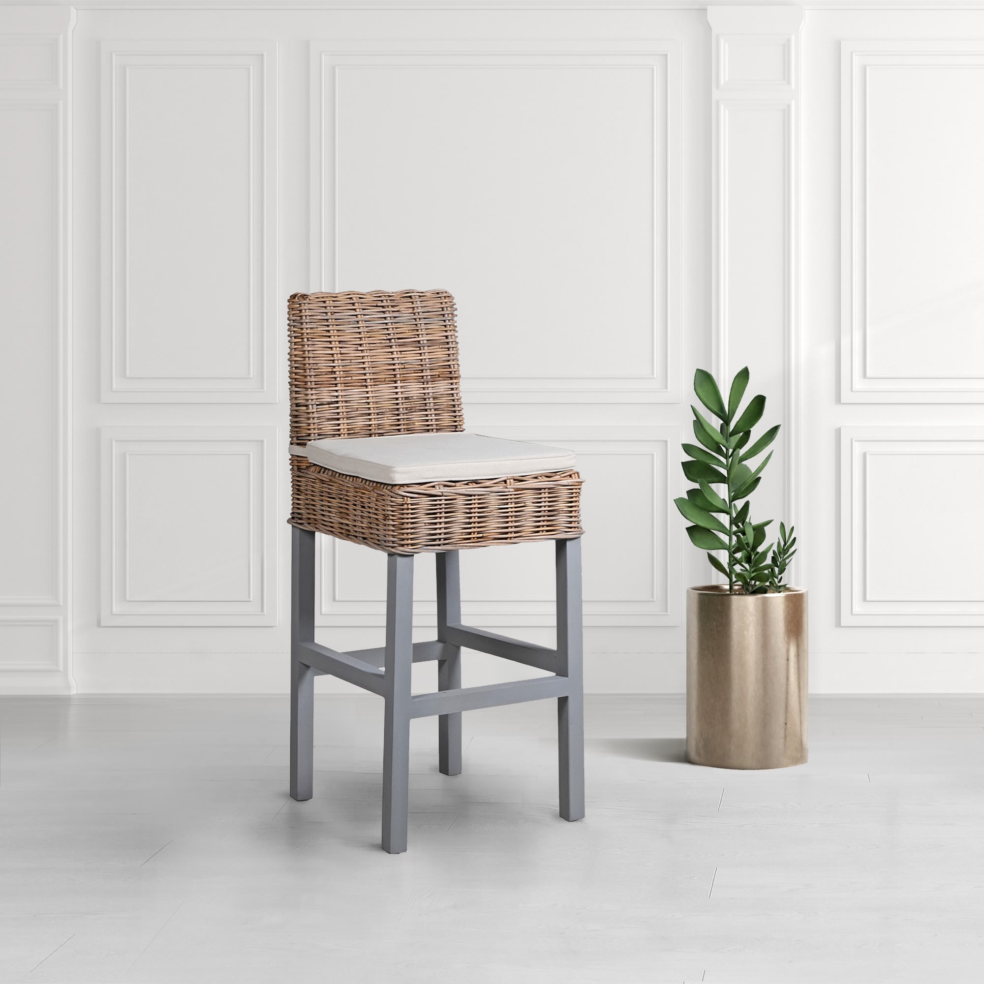 Natural Weave Bar Stool with Cushion