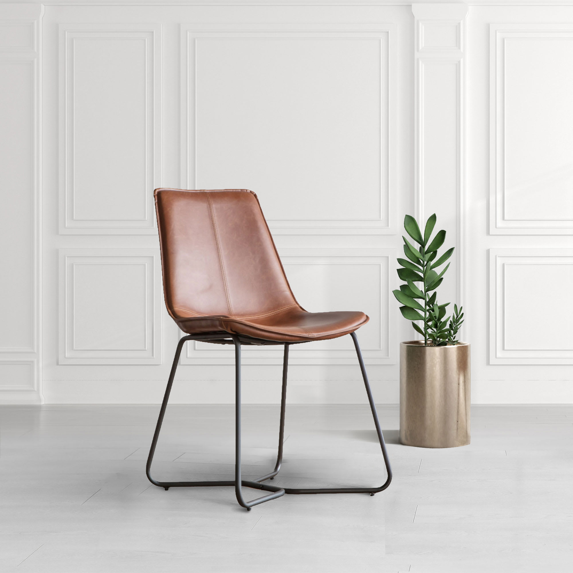 Alkham Brown Faux Leather Dining Chair