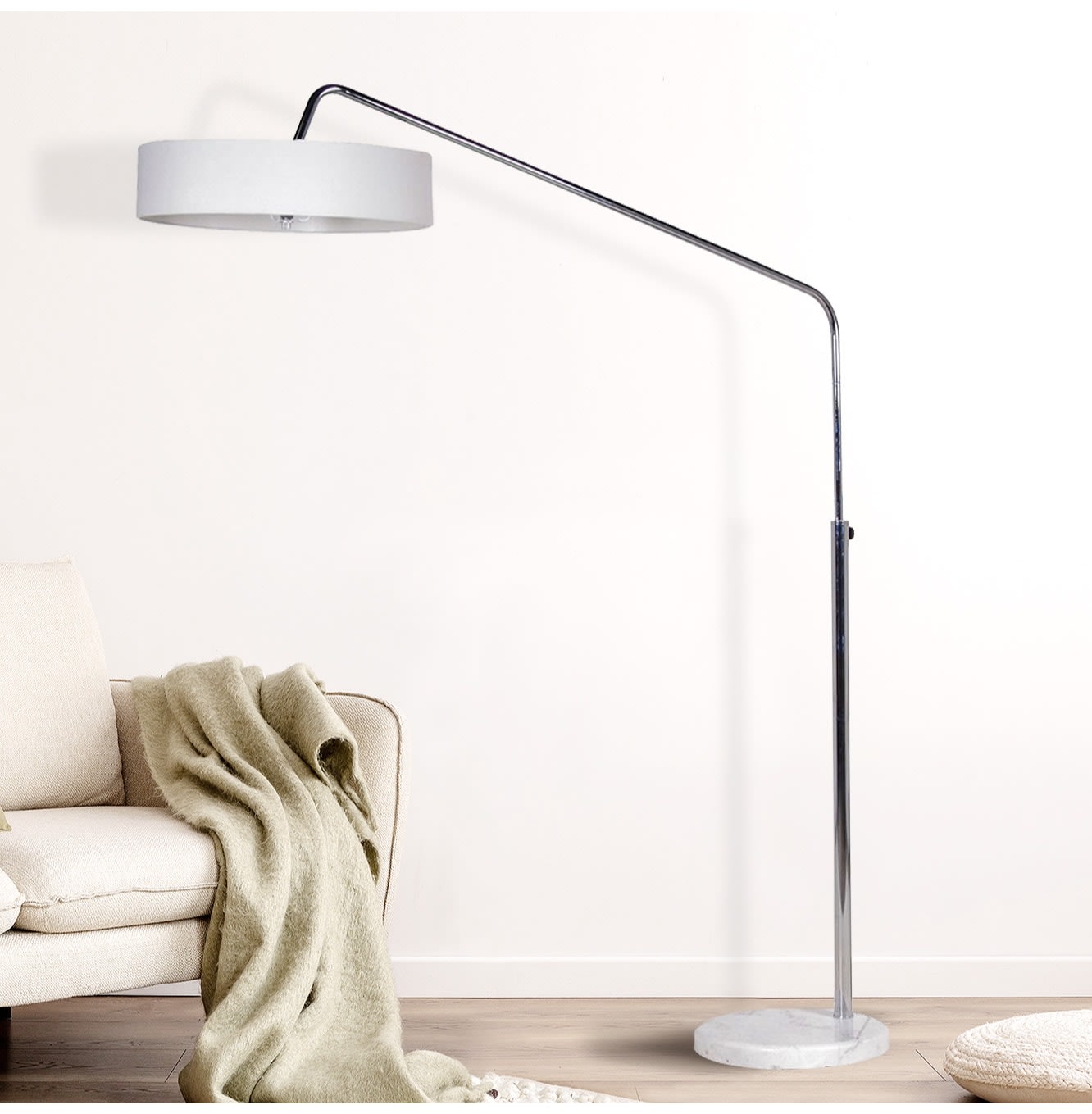 White and Chrome Floor Lamp