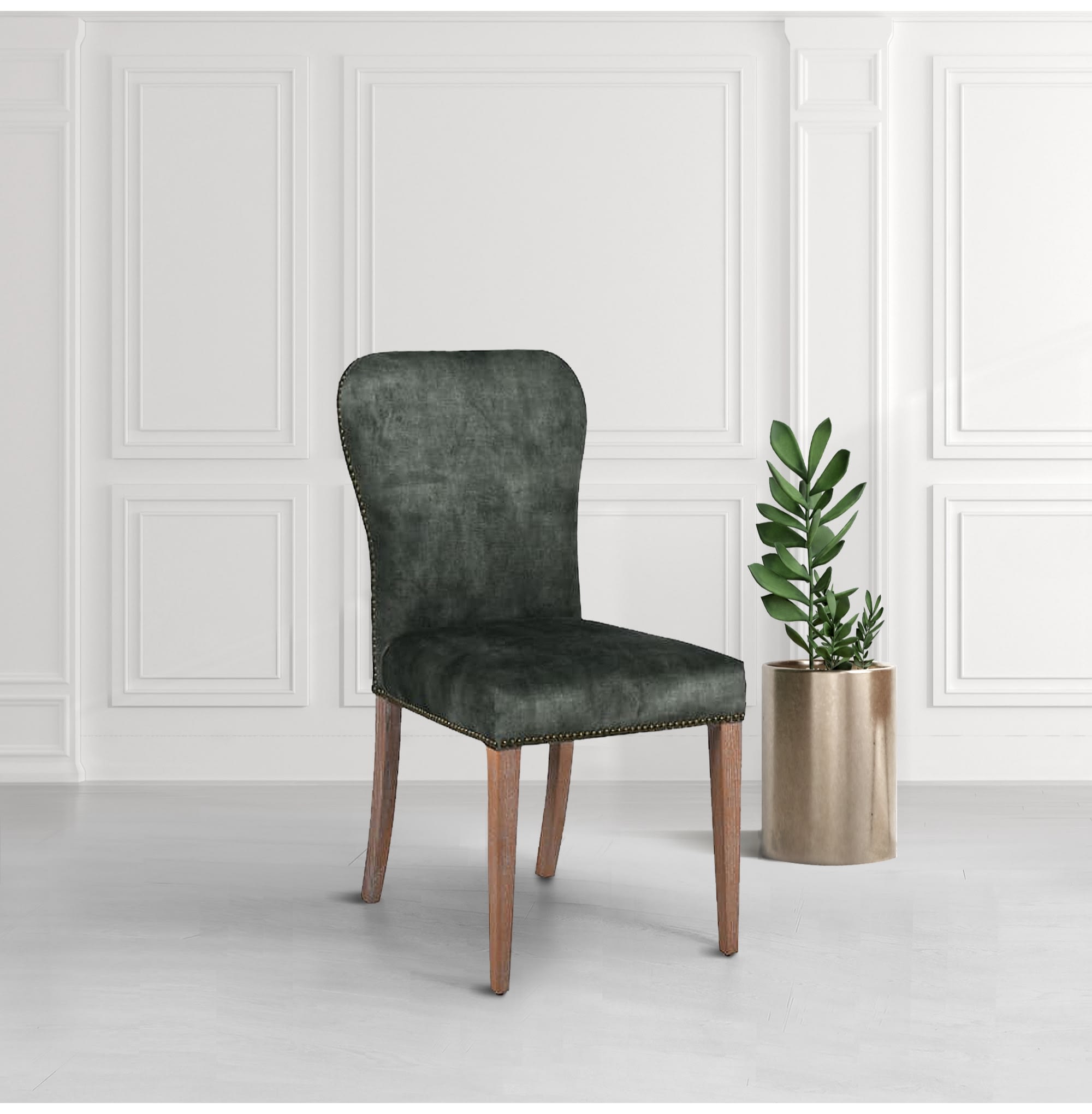 Storm Green Velvet Dining Chair