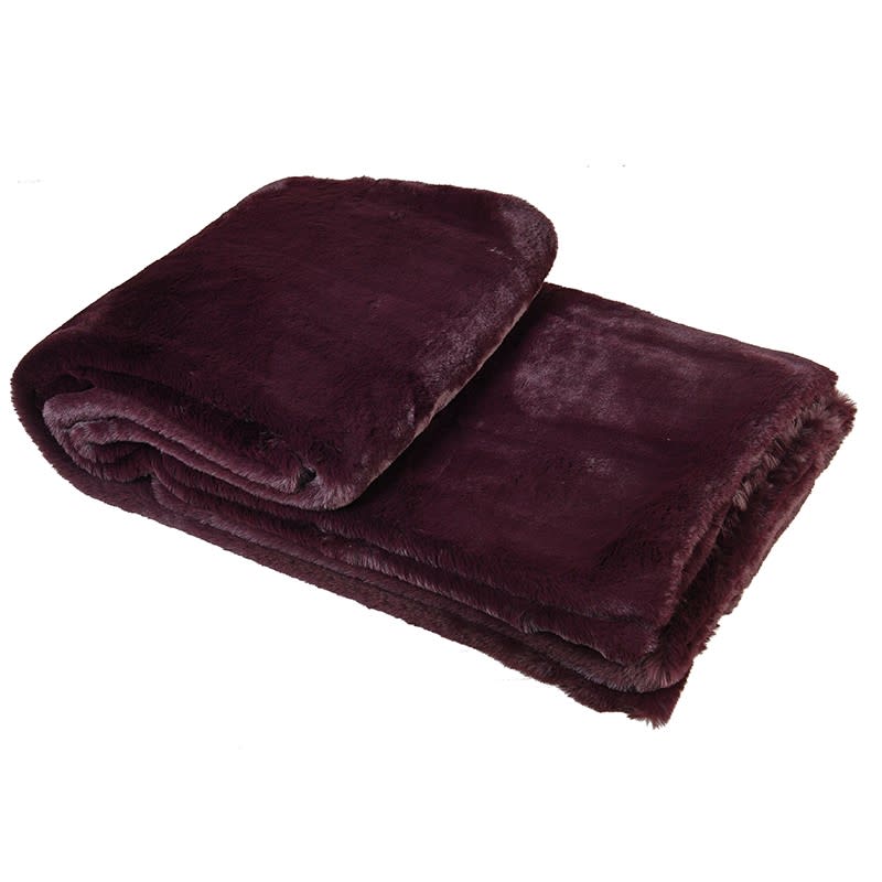 Wine Faux Fur Throw