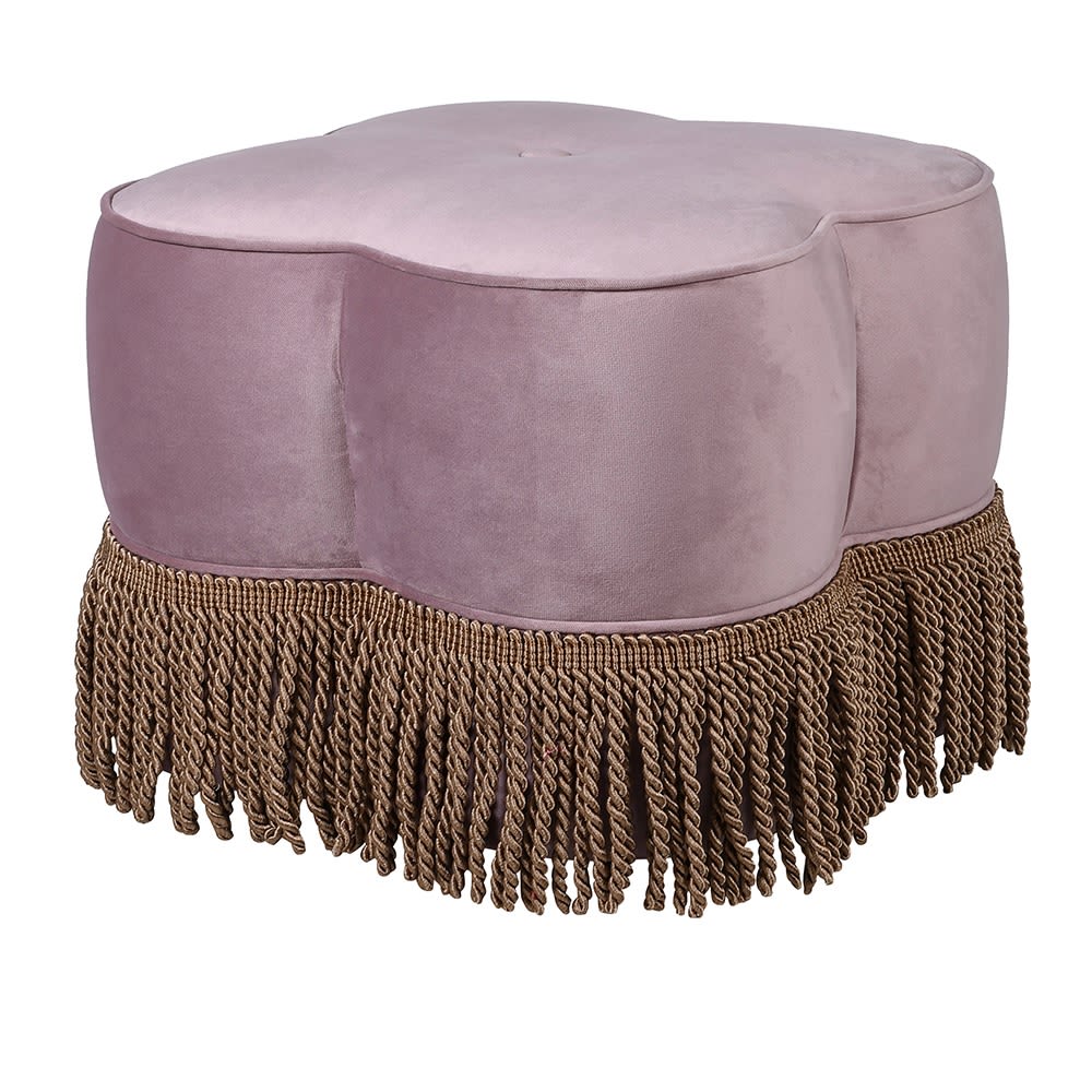 Rose Pink Fringed Stool