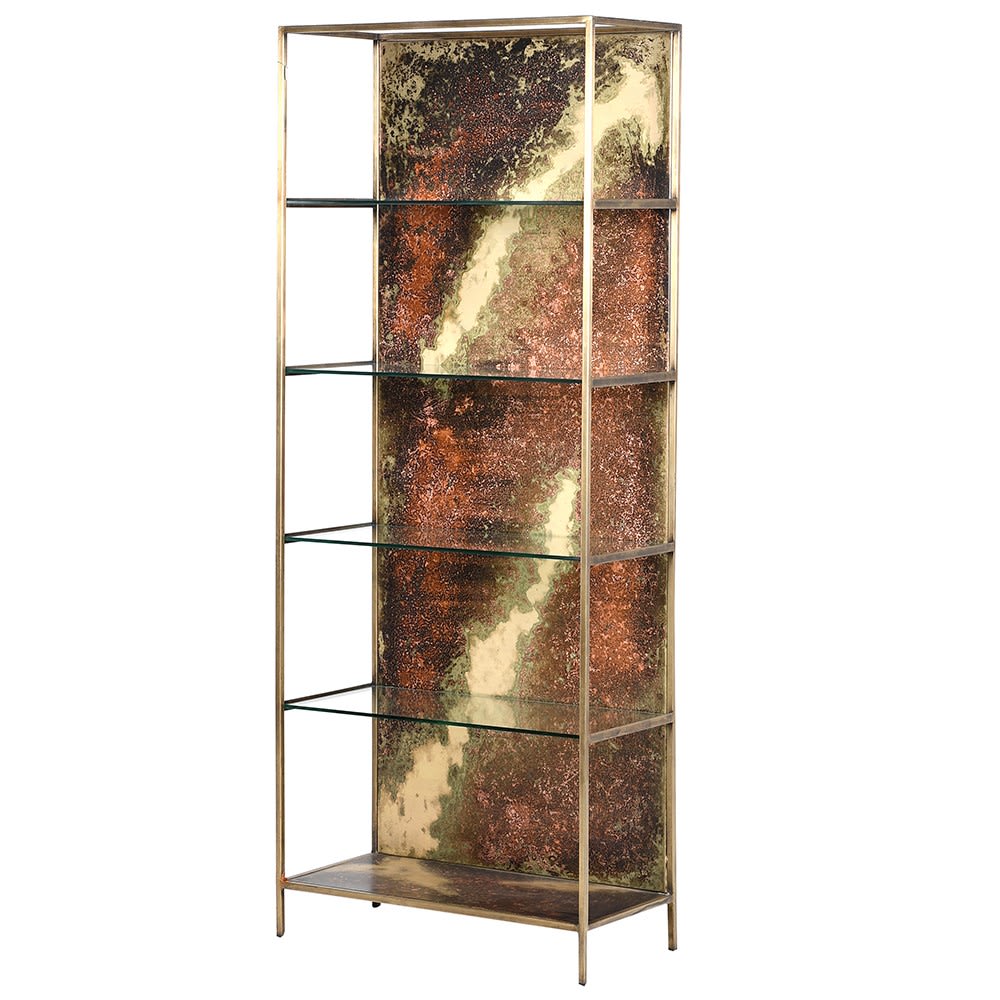 Glass and Aged Effect Shelving Unit