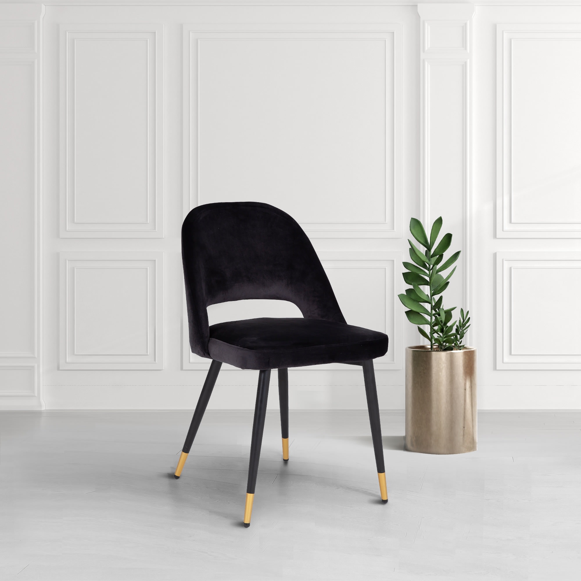 Penelope Black Velvet Dining Chair