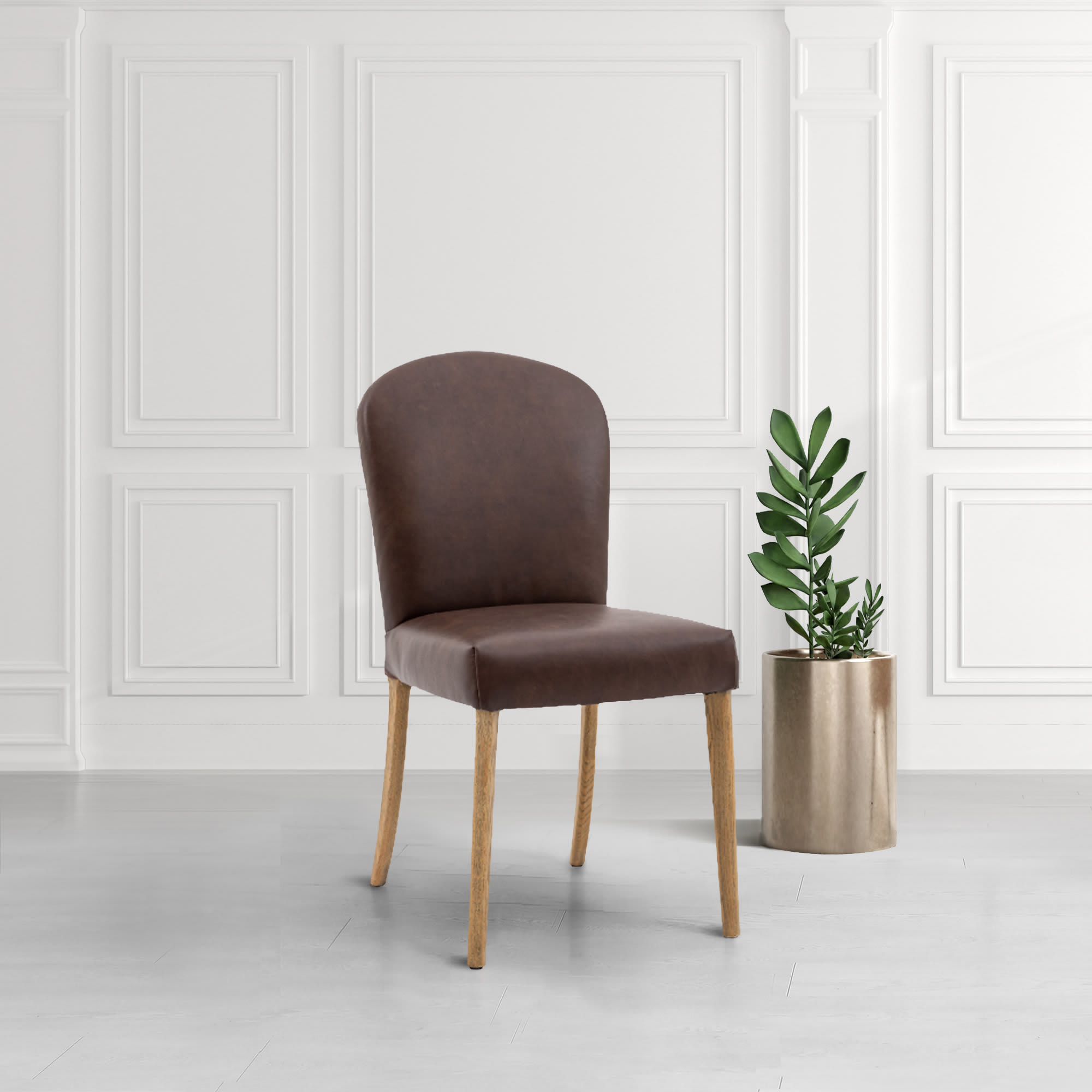 Hinton Brown Leather Dining Chair by Gallery Direct