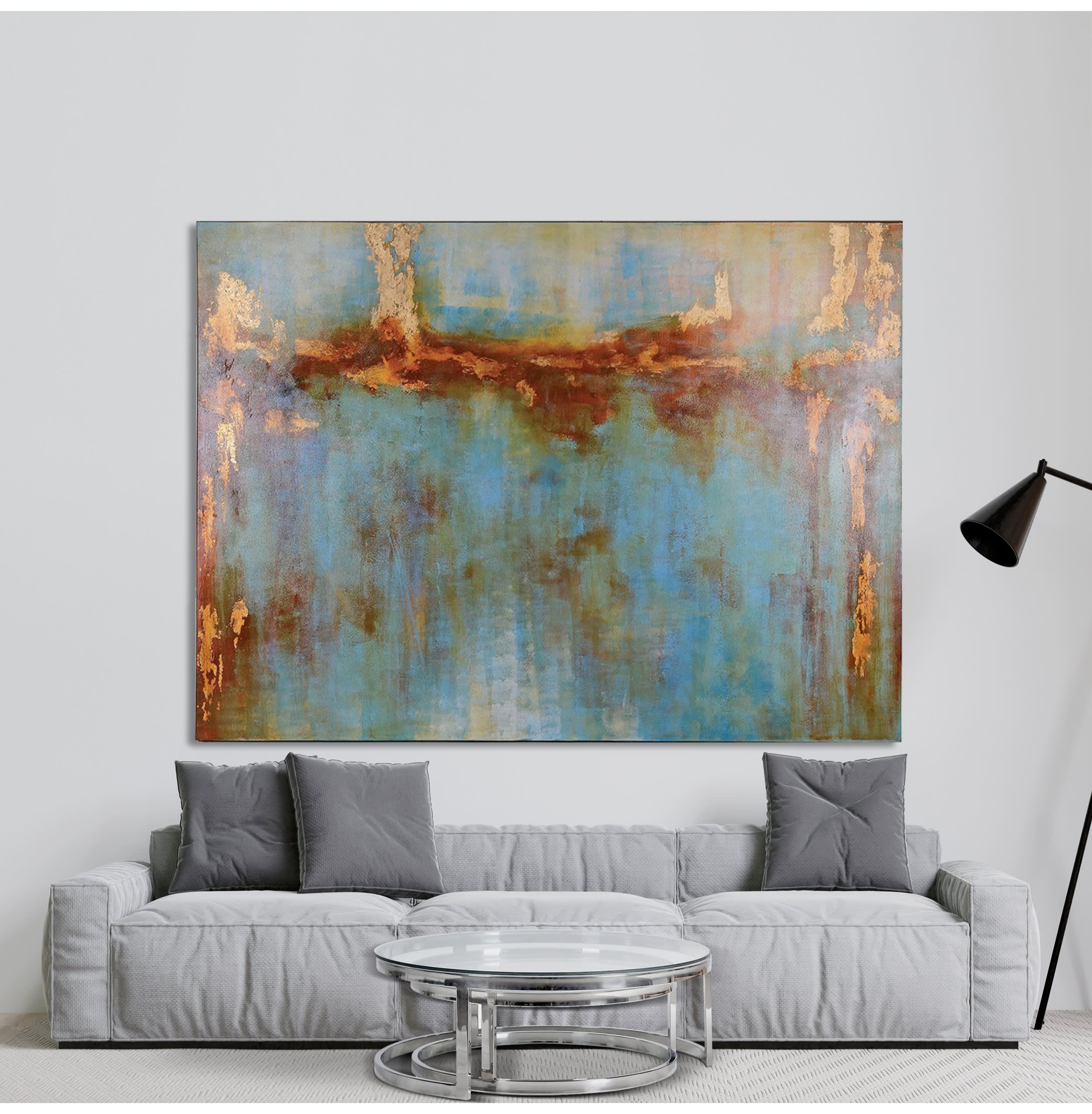 Large Blues and Copper Wall Art